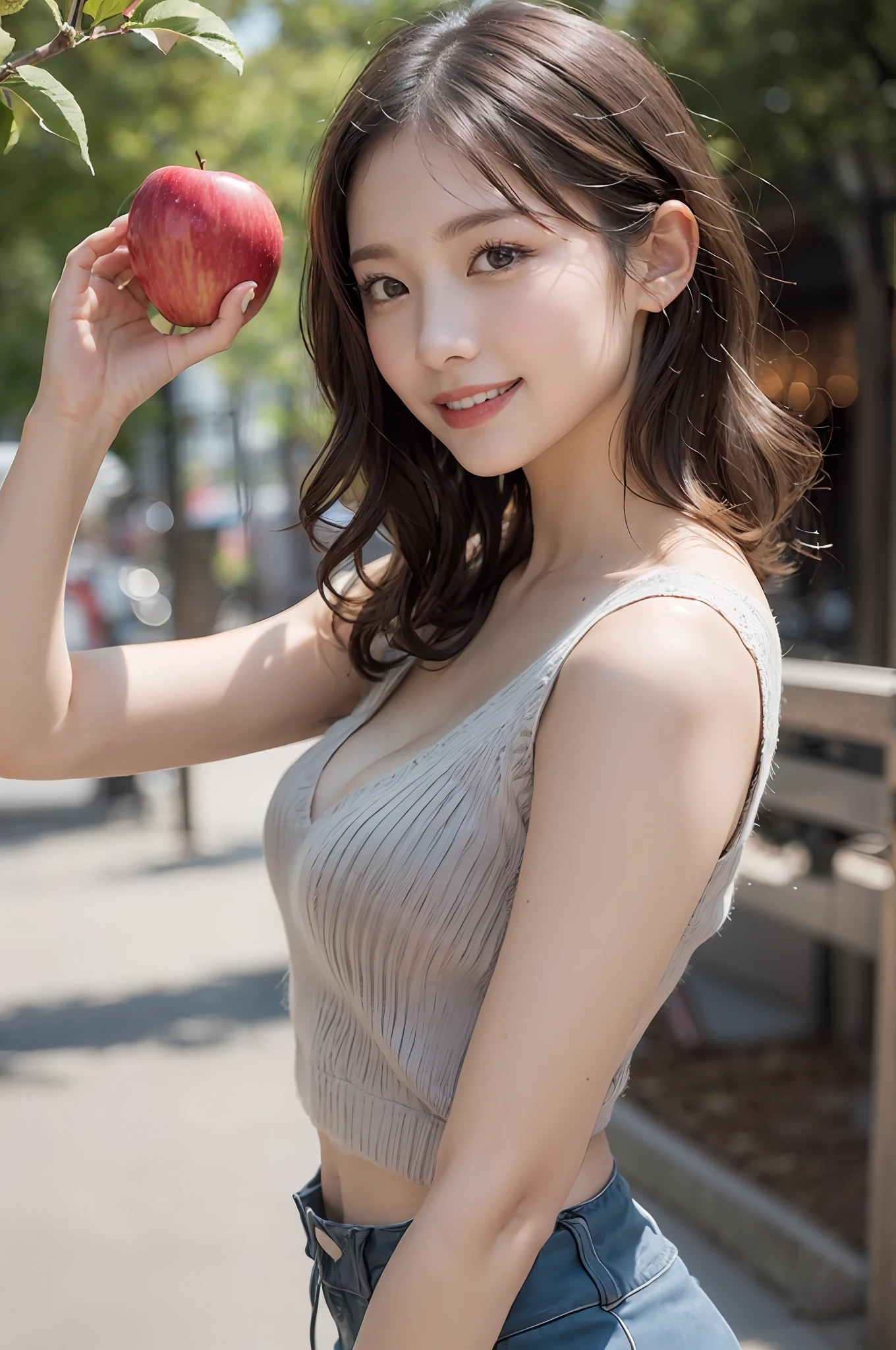 Holding an apple in your hand