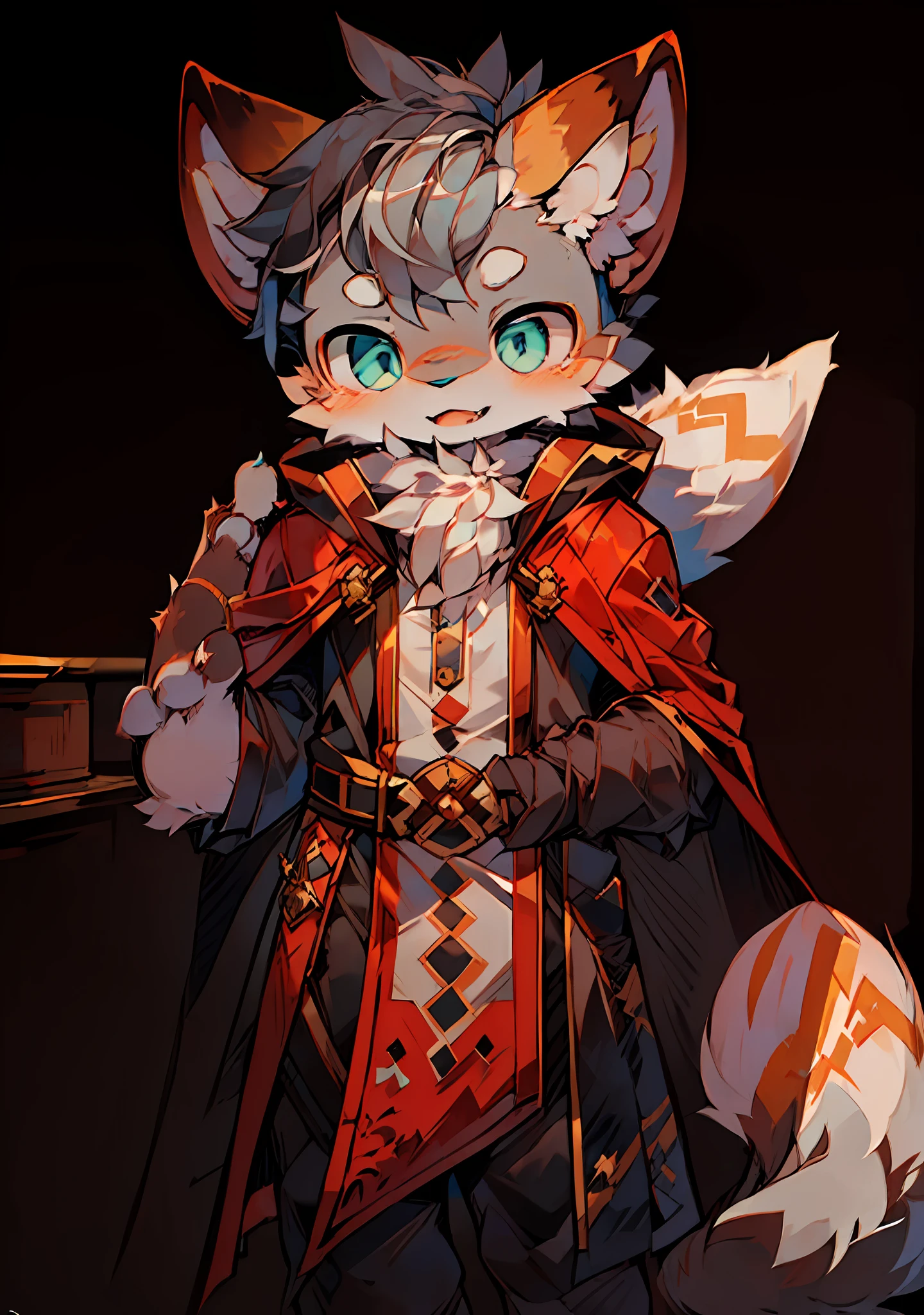 (Dark Environment: 0.8), Masterpiece, High Quality, Abstract Res, Digital Painting\(artwork\), by Dagasi, Yupa, Kiyosan, (Anthro, Fluffy Fur, Character Focus: 1.1), Anthro Male Cat, Short Hair, Portrait , bright eyes, panorama, character focus. (Background: 0.7), Solo, Furry, Hairy Male, Male Focus, Anthr, (Full Body Fur, Fluffy Tail, White Fur, Blue Eyes, Gray Hair: 1.2), (Canids, Vampires, Cloak: 1.2), (Interior, Night, Castle, Coffin: 1.1)