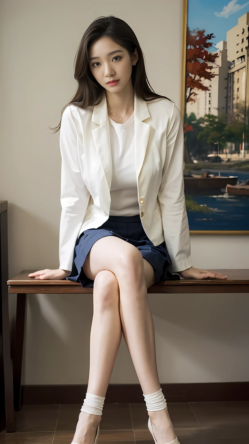 (optimal quality,16k, masterpaintings,ultra high def: 1.3) ,(extremely lifelike,真实感:1.3),1girl huge large breasts,Korean beauty student,Salt outfit, JK school uniform,(large tits:1.3),(Slender legs,Smooth and white),