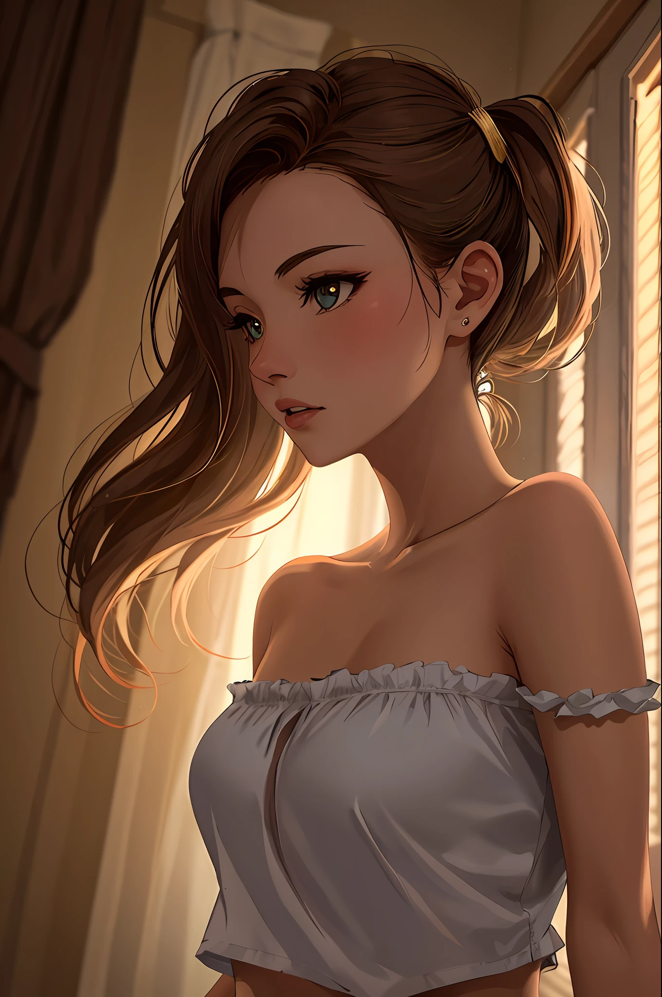 Woman, cropped-fc,  Dark, Rim lighting, two tone lighting, dimly lit by, lowkey,  ,