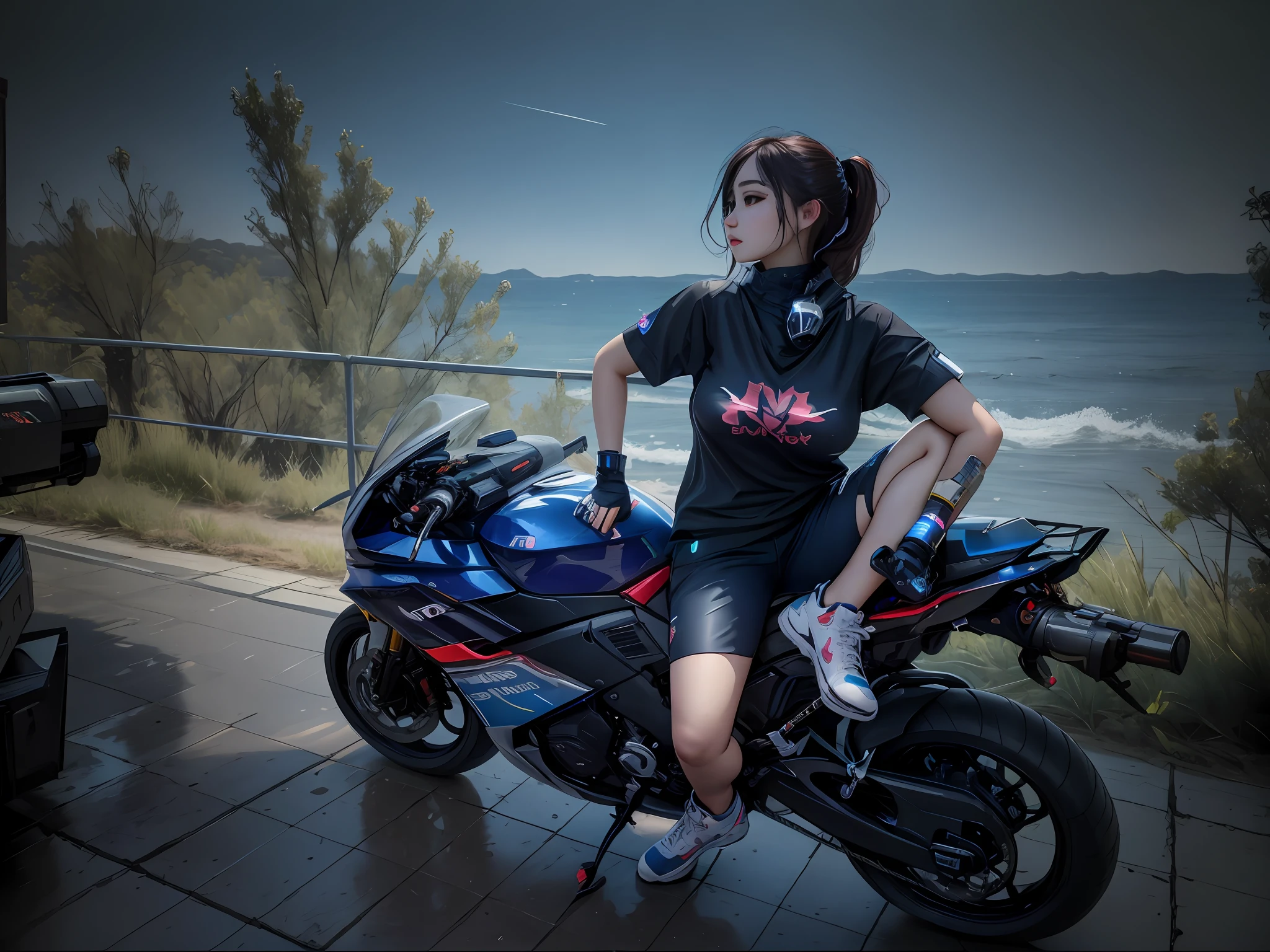 best quality, 8k, photography, beautiful eyes, detailed eyes, giant 3d printer, 1girl, cyborg, fullbody, perfect body, running, medium breast, top viewer,