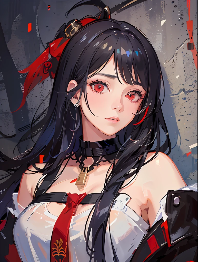 1girl, rainbow hair, cat ears, animal ears, animal ear fluff, emo punk style, makeup, dark skin, facial mark, hair between eyes,lips, looking at viewer,neck tattoo, parted lips, red eyes, red hair, short hair, slit pupils, solo,