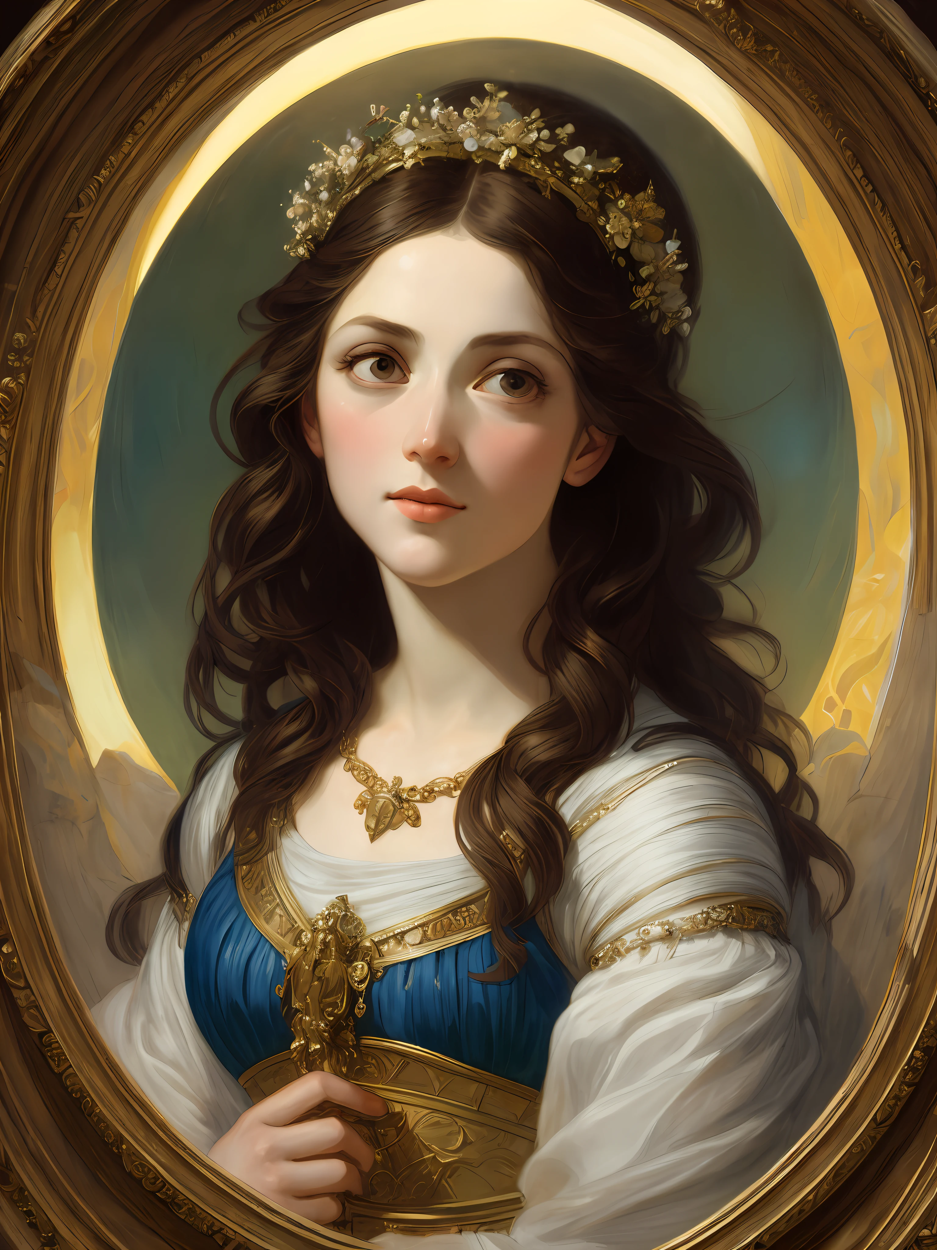 painted portrait of Greek goddess Artemis, by Peter paul Rubens, goddess of chastity, hunting, and the moon, greek goddess, passionate, alluring , charming, beautiful goddess, sensual beauty, blond hair, female, mature, beautiful, upper body, healthy figure, gorgeous, fantasy, intricate, elegant, highly detailed, digital painting, art station, concept art, soft, sharp focus, illustration, art by Gaston Bussiere and Alphonse Mucha