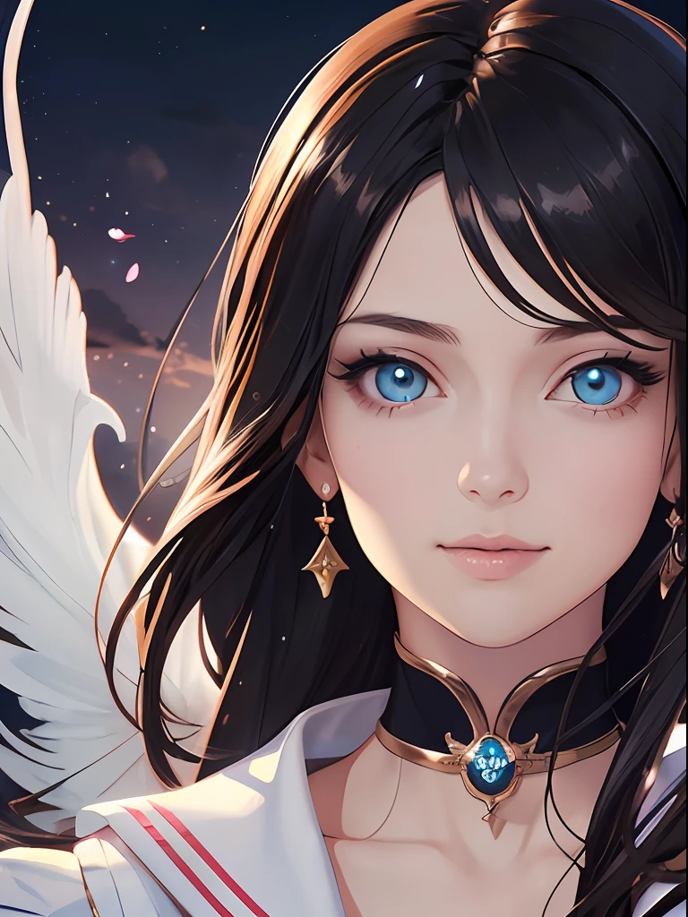 (masterpiece, best quality, ultra-detailed, highres), perfect face, side lighting, lustrous skin,(bloom), (shine), lighting, ray tracing, sci-fi, 1girl, eternal sailor moon, night sky, cherry blossoms, detailed face, face focus, shiny skin, smile, game cg, torino aqua, nigh sky, moonlight, moon, (wings 1.5), white gloves, depth_of_field, very detailed background, rule of thirds, great composition,Dynamic angle, solo, extreme light and shadow,(detailed eyes), ethereal:1.5, (magical), (extremely detailed CG unity 8k wallpaper),perfect anatomy , vivid colors, ((detailed eyes))