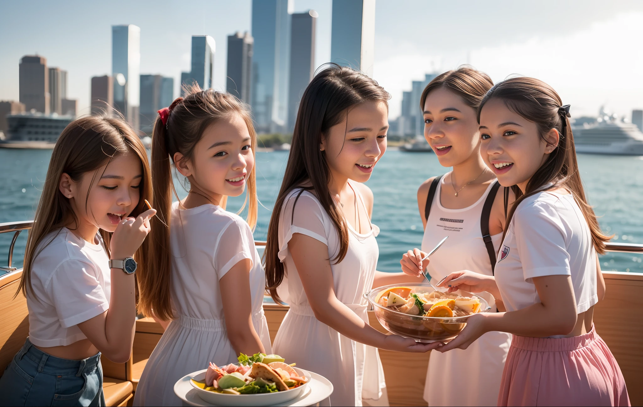 On a super-large cruise ship，Five little girls with upturned asses，Junior high school student，Cooking in the yacht