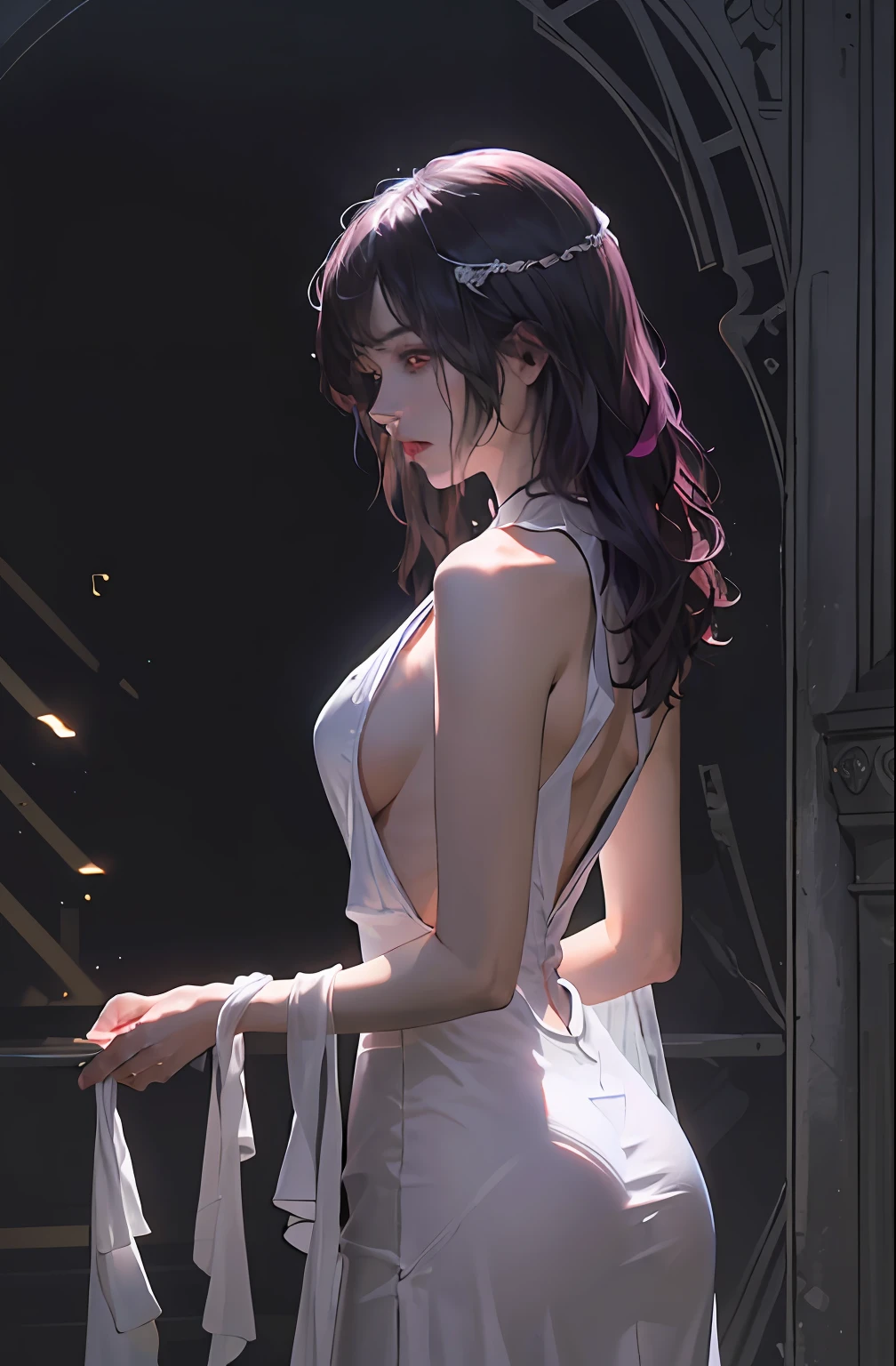 Official Art, Unity 8k wallpaper, super detailed, beautiful, beautiful, masterpiece, best quality,
darkness, atmosphere, mystery, romanticism, creepy, literature, art, fashion, victorian, decoration, intricacies, ironwork, lace, contemplation, emotional depth, supernatural,
1 girl, solo, neck, half composition, transparent clothing, transparent clothes, pink cute, pink tender, proud and holy, sacred, naked, leaky shoulders, leaky, fat buttocks, big breasts, double breasts, real light and shadow, cinematic light, cinematic sense, light effects, holiness,
