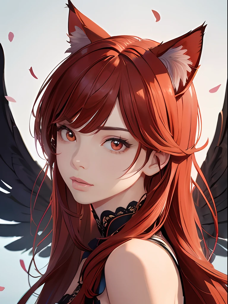 (masterpiece, best quality, ultra-detailed, highres, best illustration),perfect face, ((solo, solo focus)),sidelighting, lustrous skin,(bloom), (shine), ray tracing,solo,solo,animal ears, 1boy, solo, male focus, facial hair,red eyes , looking at viewer, beard, red hair, mustache, wings, lips,cat ears,depth_of_field,very detailed background,extreme light and shadow,(detailed eyes), (beautiful) beautiful detailed eyes, perfect lighting , perfect anatomy,(extremely detailed illustrated 8k wallpaper),(masterpiece), (best quality), (ultra-detailed), (best illustration),(best shadow) , vivid colors,