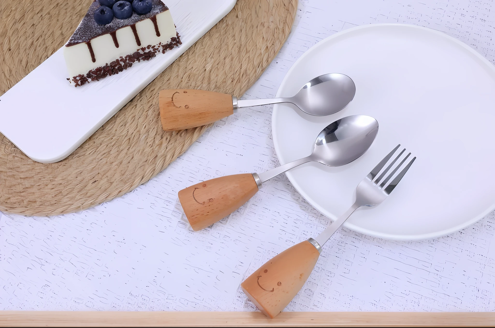 there are three spoons and two forks on a plate, fork fork fork, cutlery, fork fork, spoon placed, spoon slim figure, using fork, Fork, Handmade, fork, high quality food photography, professional product photo, high quality product photo, metal kitchen utensils, Silver, Happy mood, spoon, List image, product photograph, Antique, healthy, Good morning