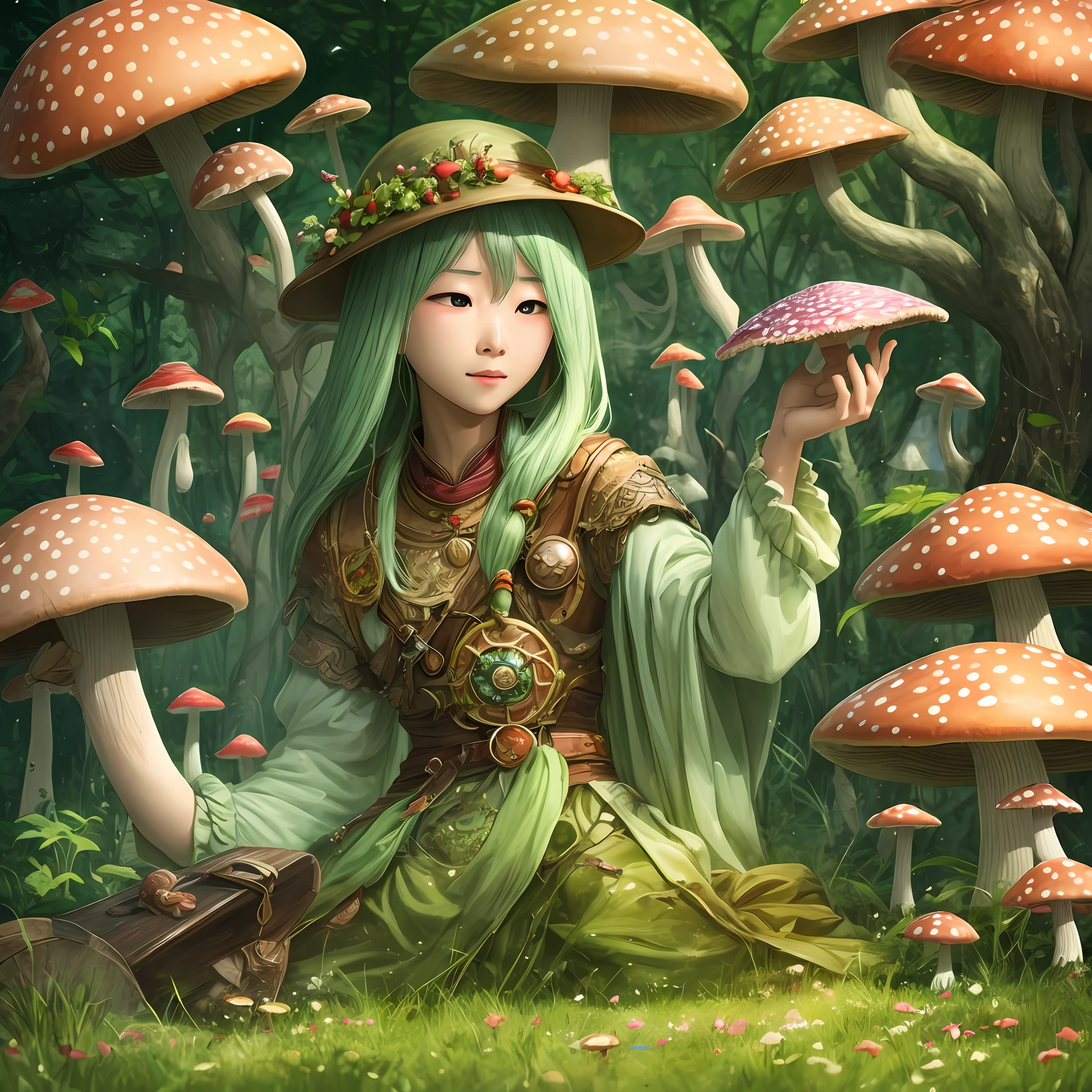 Hallucinations of a person after eating poisonous mushrooms，Fantasy wind。