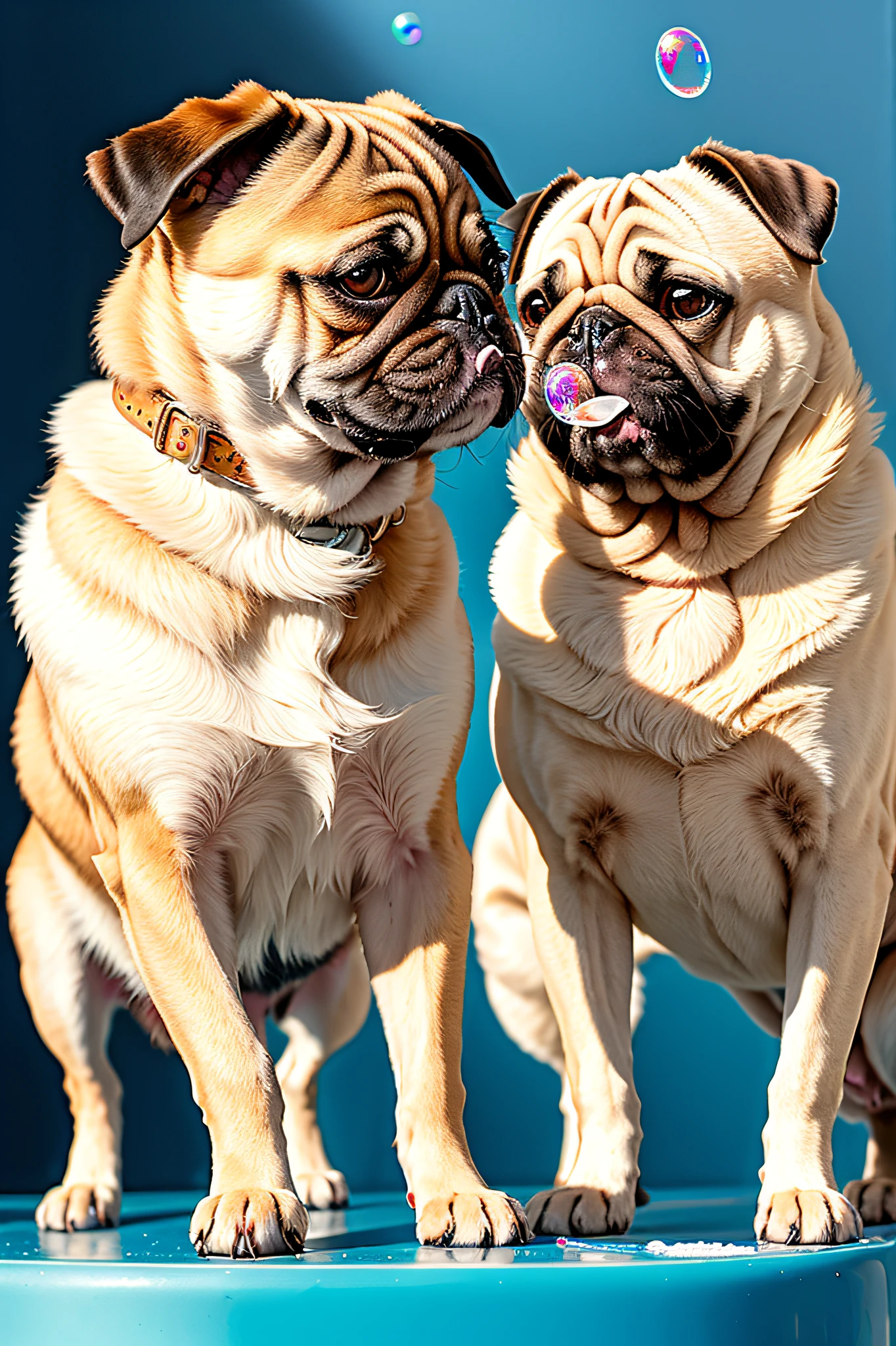 ((Cybernetic pug in portrait):1.3,standing in the forest:1.1, roupas de viajante, pele natural),(sharp shade of trees),(foto em 8k UHD, alta qualidade:1.2),(filmic grain:0.9),(Estilo Foto RAW da Fujifilm XT3:0.9)