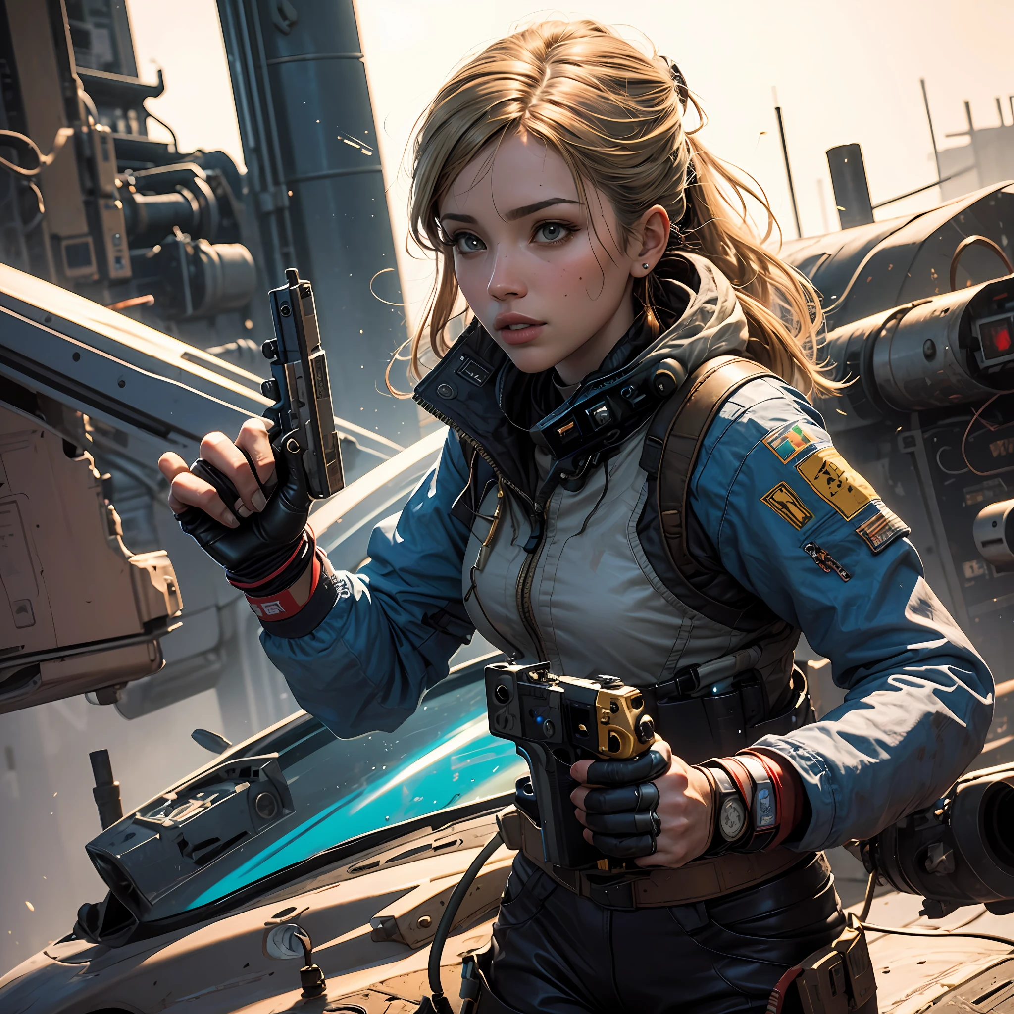 Apex Legends Wattson Electrician Natalie Puckett Blonde Shooter Handgun Torn Scratch Dynamism Cool Beautiful Colors --auto