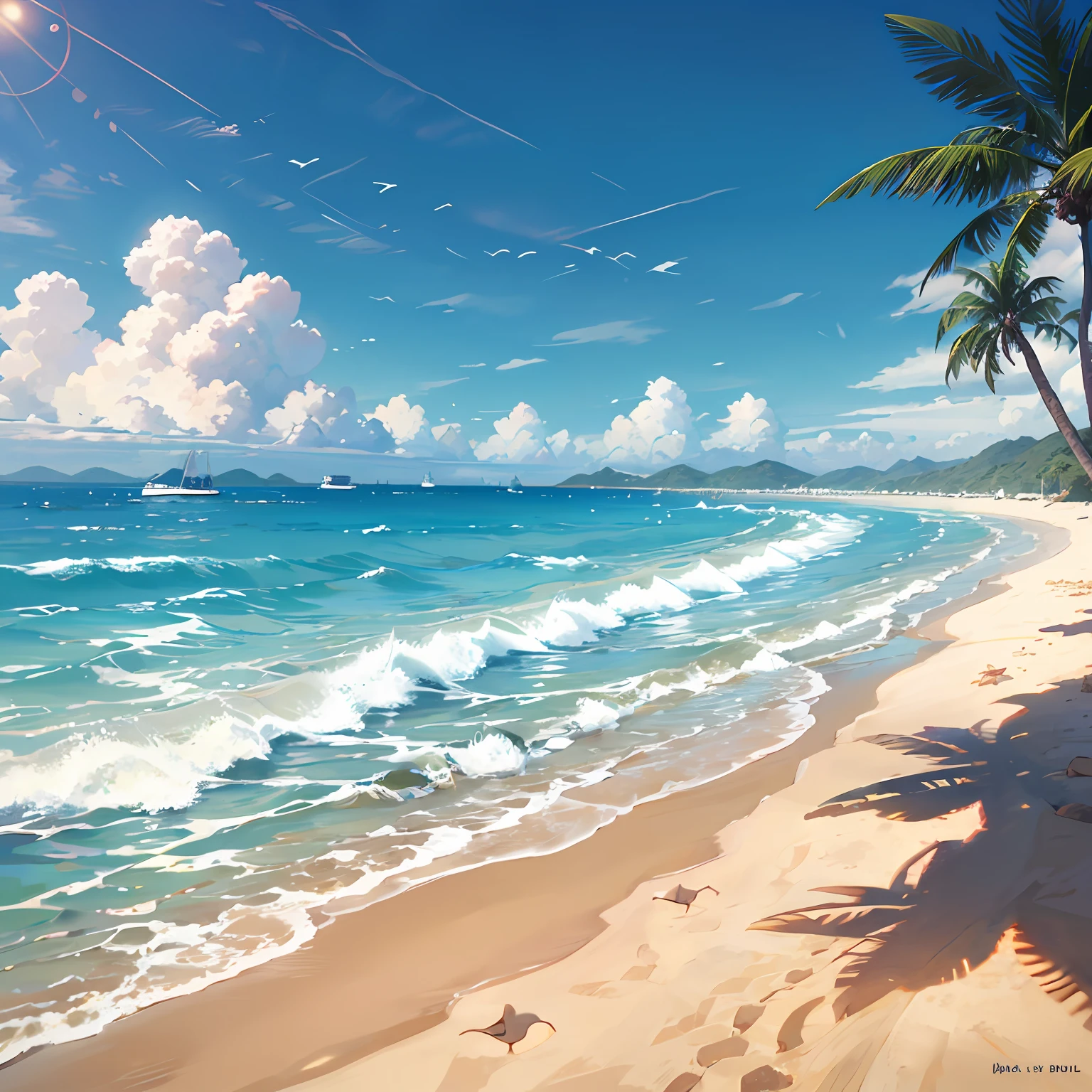 Wide sandy beach Sunshine --auto
