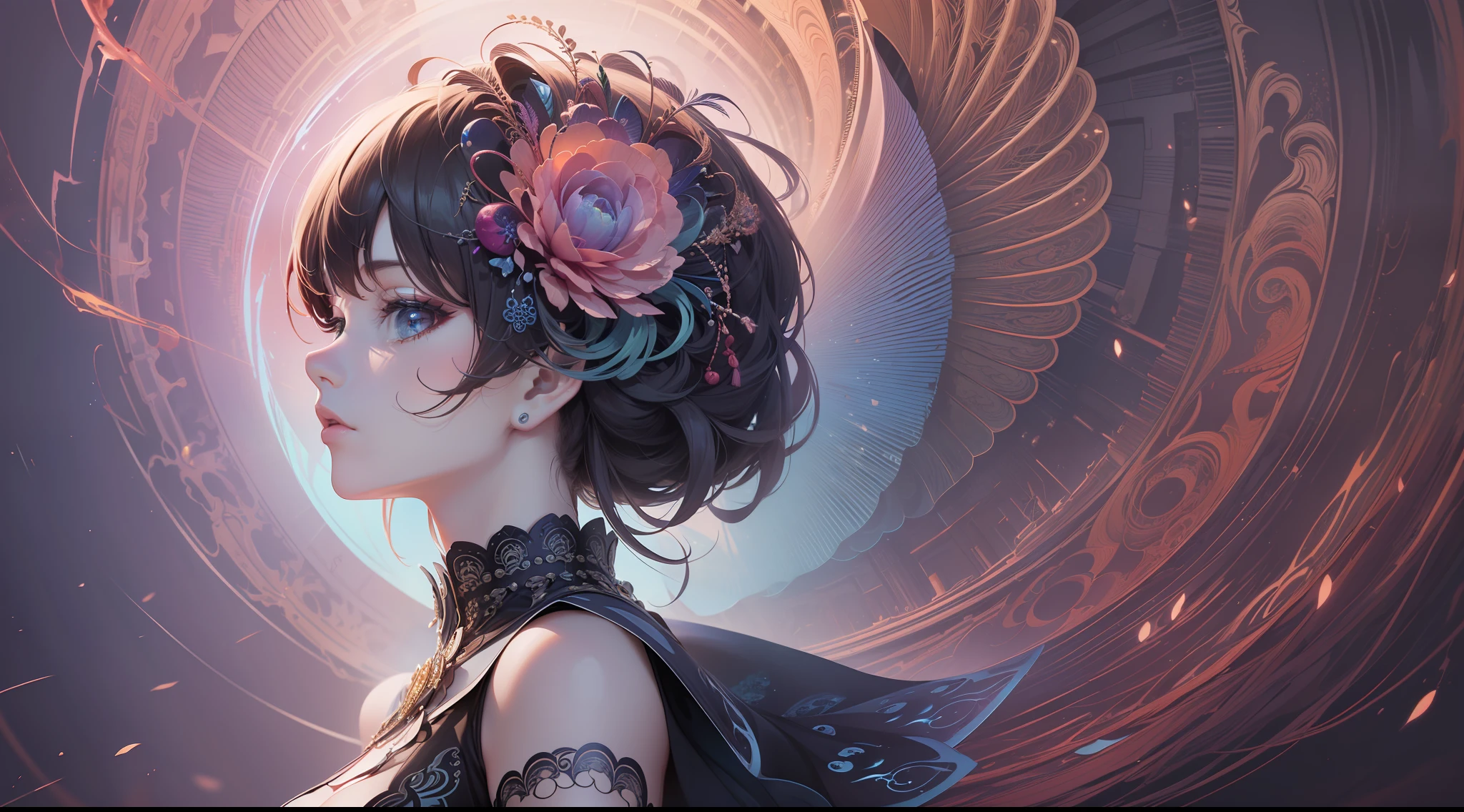 (masterpiece, top quality, best quality, official art, beautiful and aesthetic:1.2), (1girl:1.3), extreme detailed,(fractal art:1.3),colorful,highest detailed