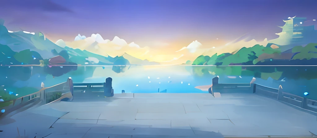 the best quality，（digital paintting），（optimal quality），Tranquil Chinese Palace Garden，cherry blossom in full bloom，Koi pond，Pedestrian bridges，pagoda，Ukiyo-e art style，Imperial Palace Katsushika Hokusai inspiration，Deviant Art popular，8K hyper-realism，Pastel color scheme，gentle illumination, Hora de Ouro, Peaceful atmosphere, Transverse，there is a view of a lake and mountains from a bridge, beautiful lake background, Lake background, Anime background art, detailed lake in background, Detailed scenery —width 672, anime backgrounds, palace background, anime beautiful peace scene, background artwork, Anime landscapes, arte de fundo, anime landscape, scenery background, beautiful anime scenery, port scene background, Mobile game background，Long screen，phone screen