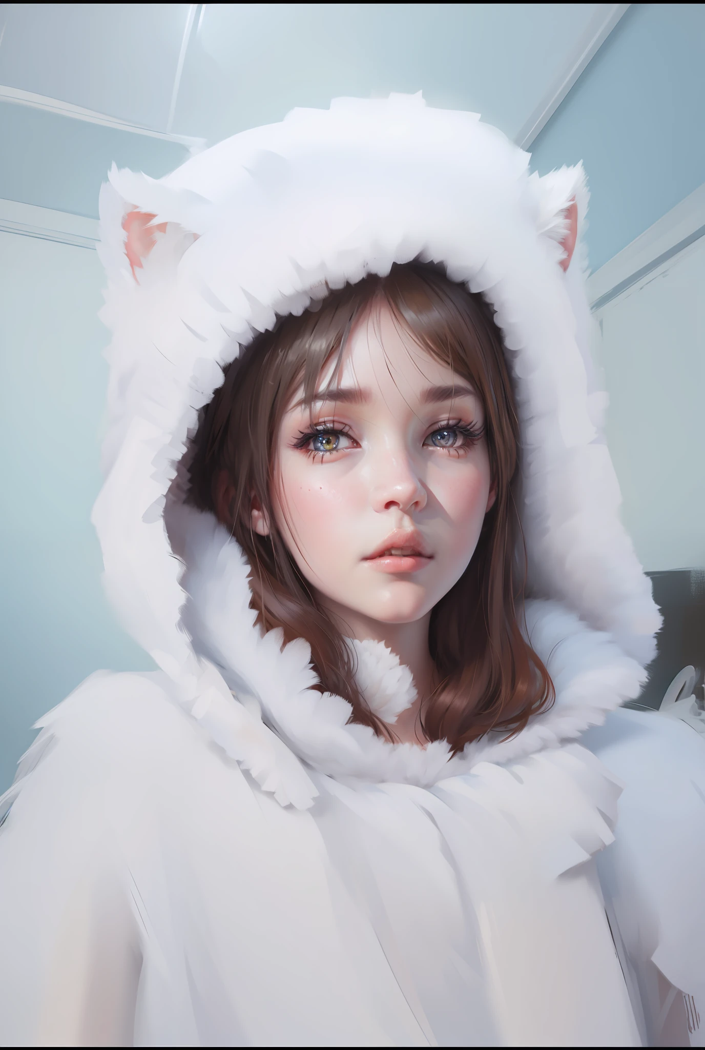 Realistic lighting, optimal quality, 8k,Moe girl,Dull hair
