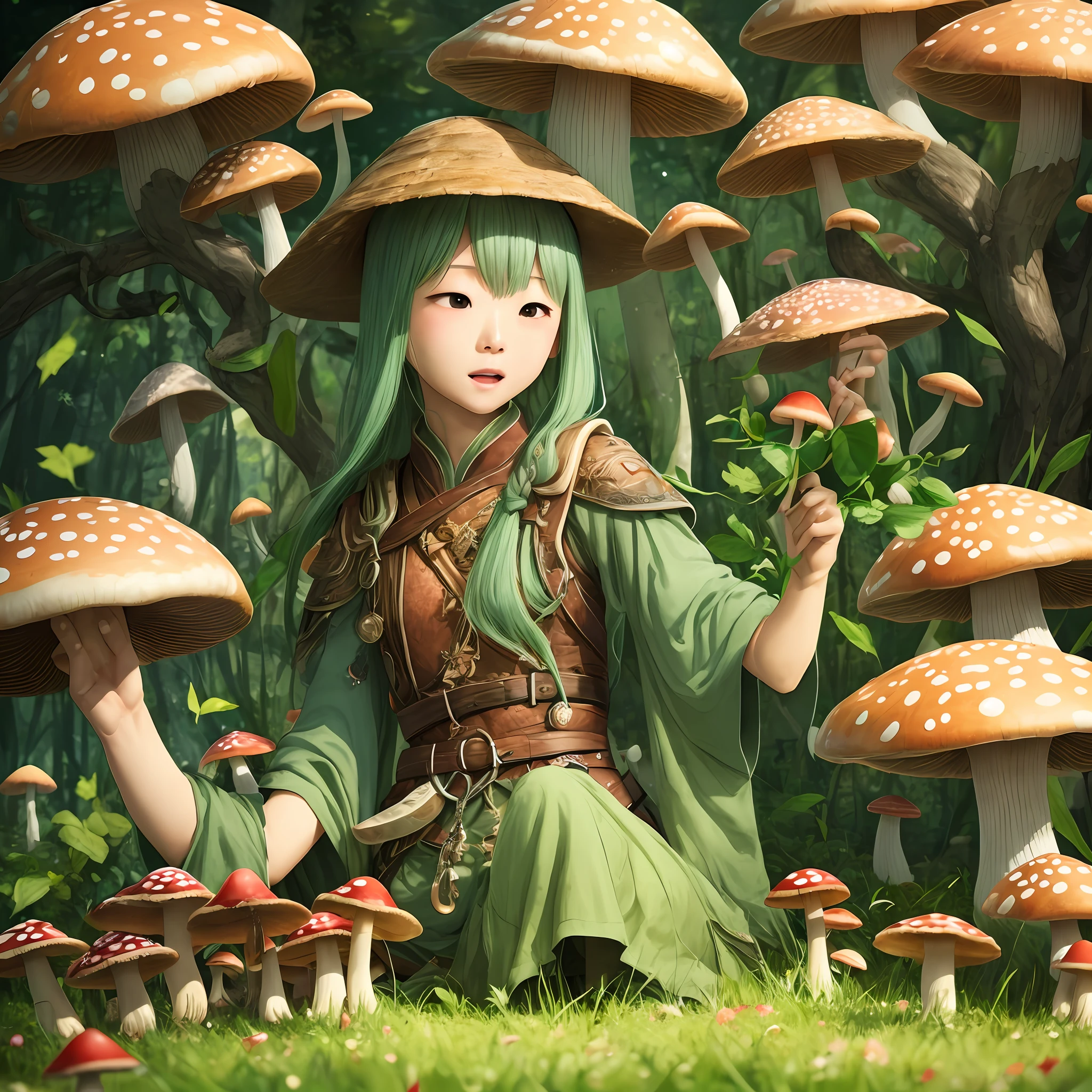 Hallucinations of a person after eating poisonous mushrooms,Fantasy wind。