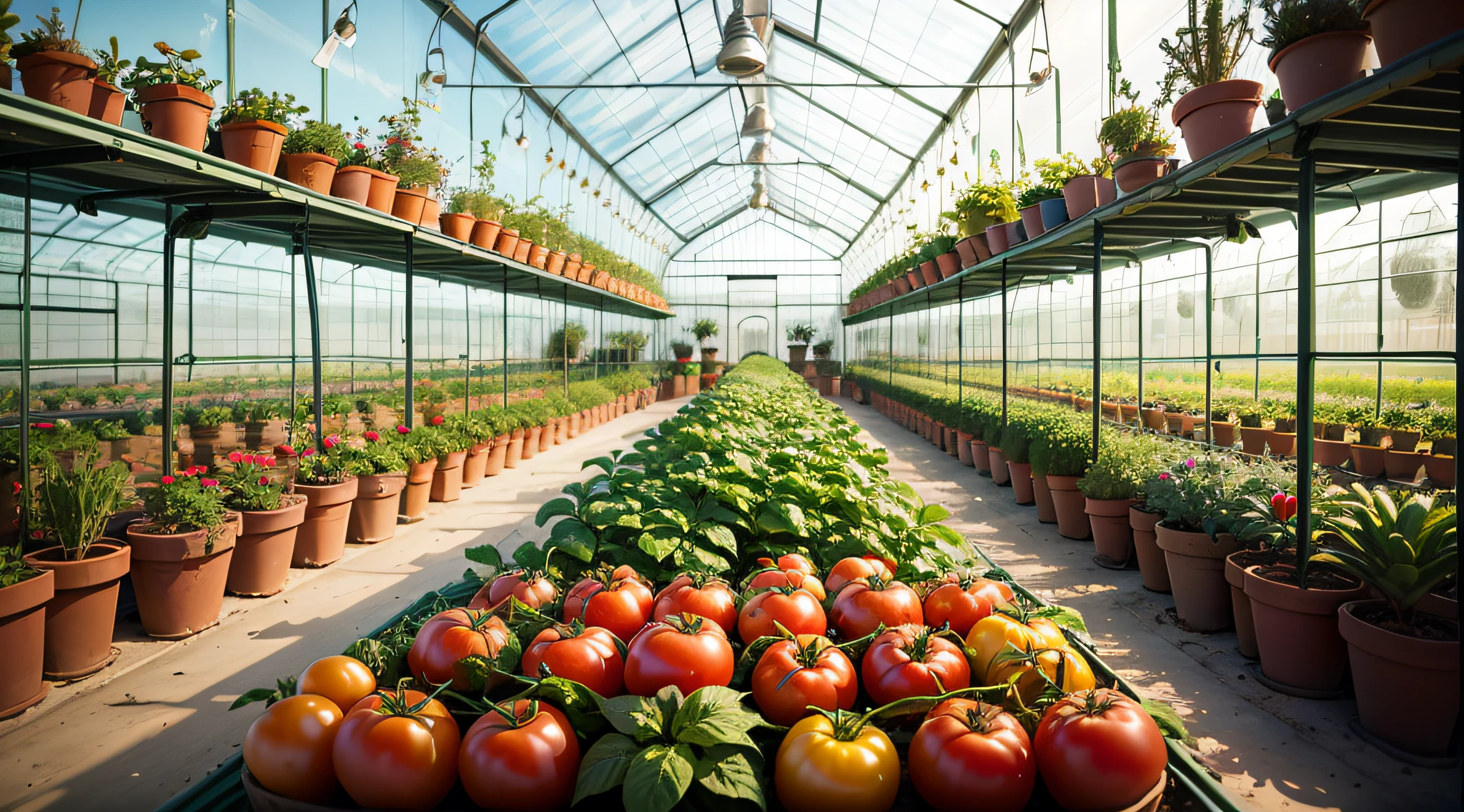 Red tomatoes in a greenhouse --auto