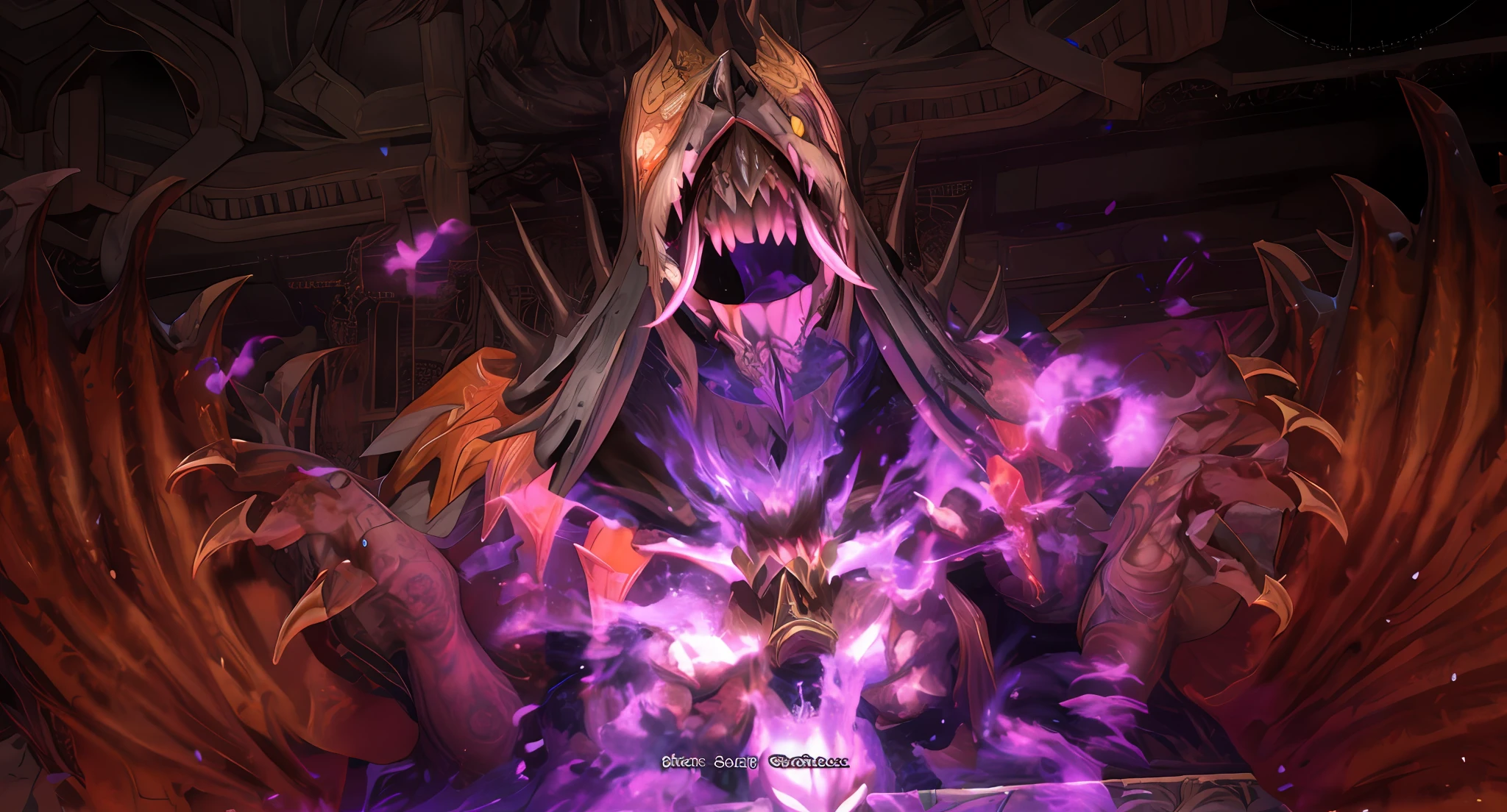 a close up of a demonic creature with a large mouth, an epic majestical degen trader, detailed hot maw, on an epic intricate oroboros, gaping maw, ffxiv heavensward, ilithid, final fantasy 1 4 screenshot, great corrupter, known as voryn dagoth in life, top floor boss, detailed maw