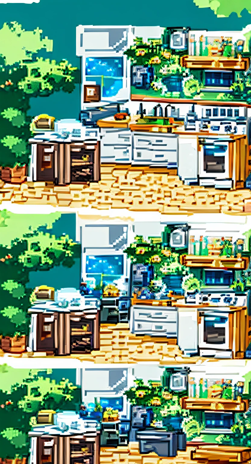 painting of a kitchen with a stove,Pixel art
