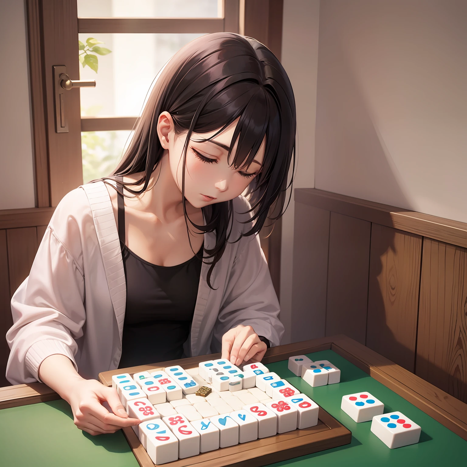Playing mahjong