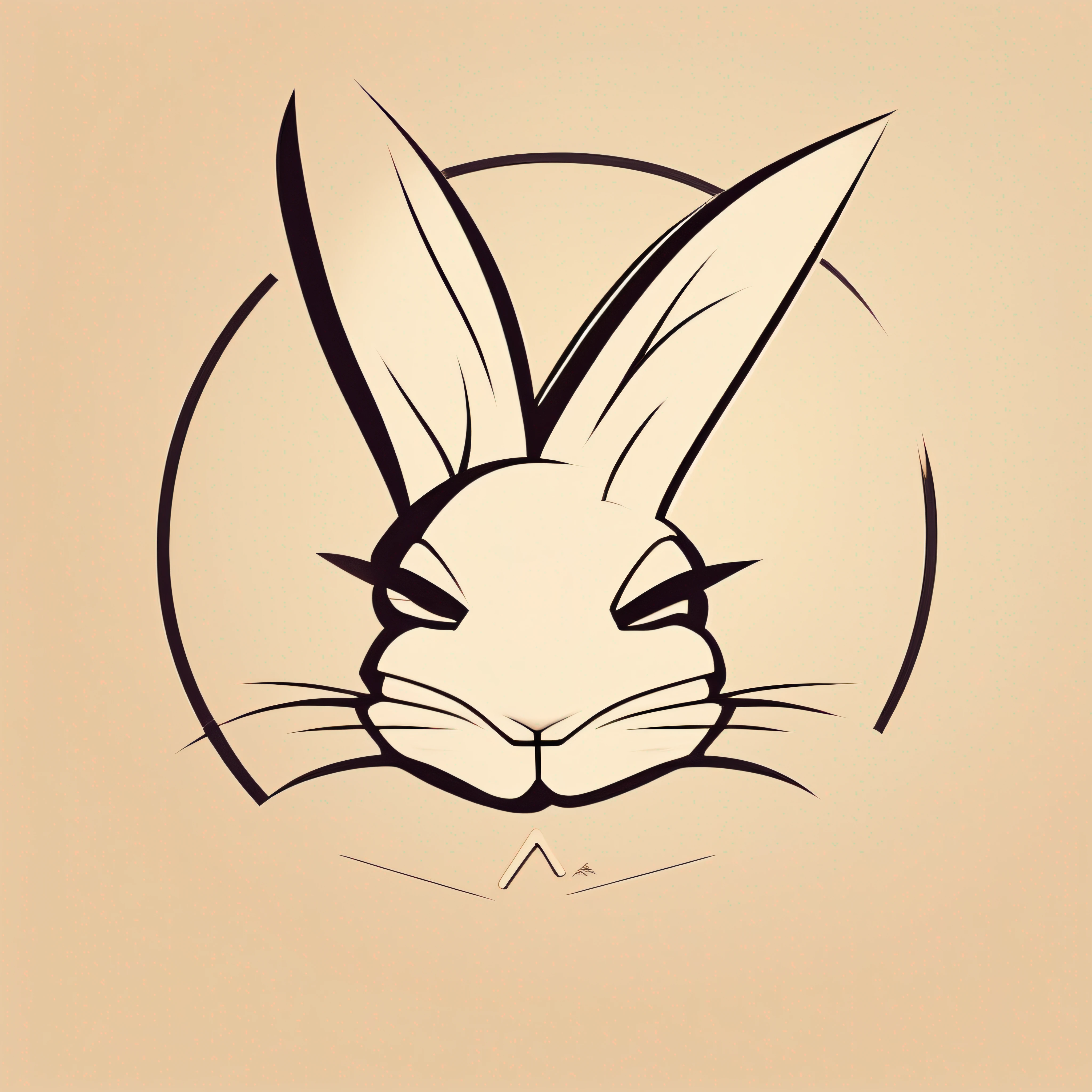 O logotipo apresenta um coelho do mal, minimalista e em estilo plano, inspirado no artista Chuck Jones. Com linhas e contornos bem definidos, The rabbit is stylized with simple geometric shapes. Com olhos arregalados e sobrancelha levantada, transmits malevolent expression. The background is clean, destacando o personagem em cores contrastantes. Smooth lines and centering provide visual balance. A vectorized logo that represents Chuck Jones' influence in an iconic way.