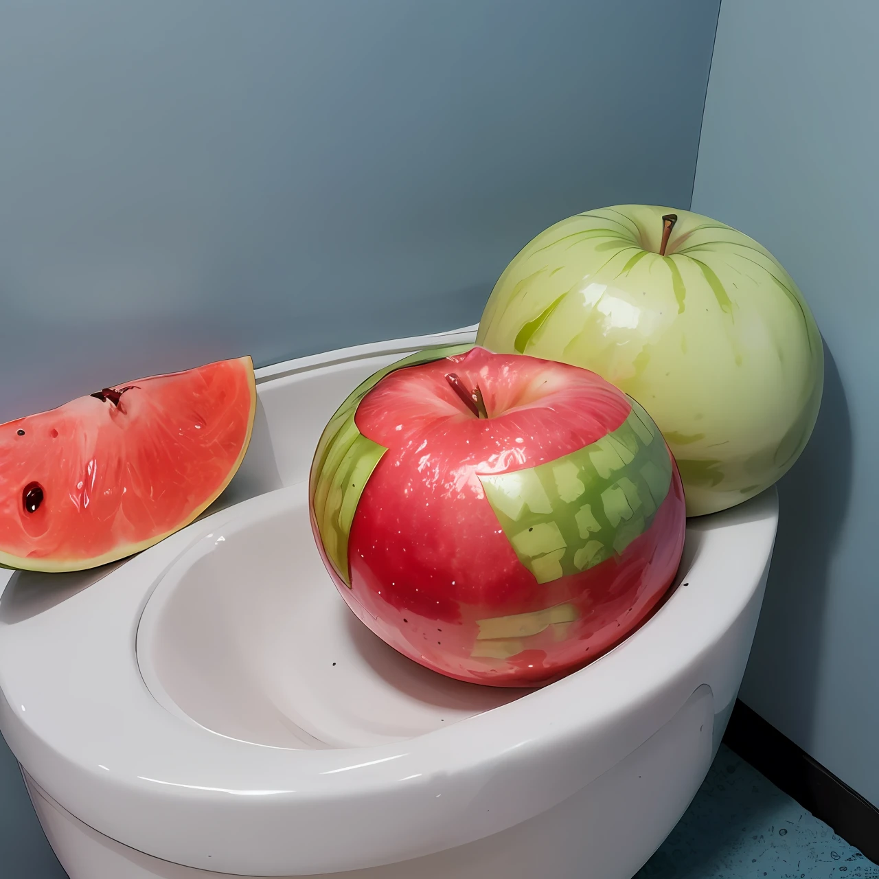 Frozen watermelon, apple, pear,Place on the toilet