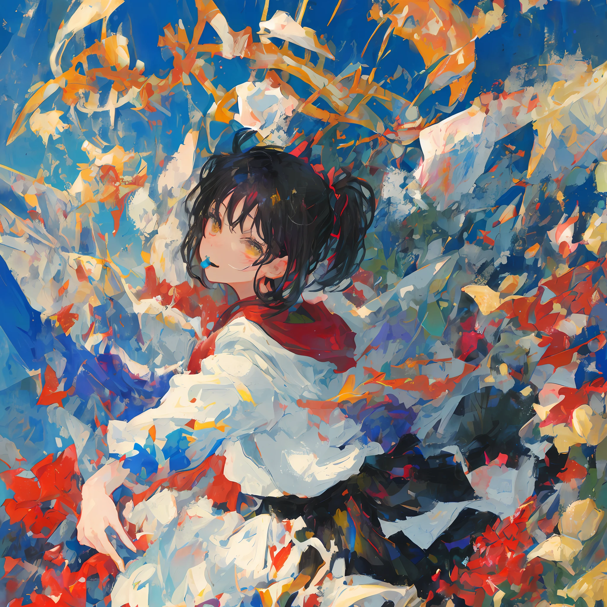 アニメ Black hair Shorthair thick painting a Pretty Pointed mouth