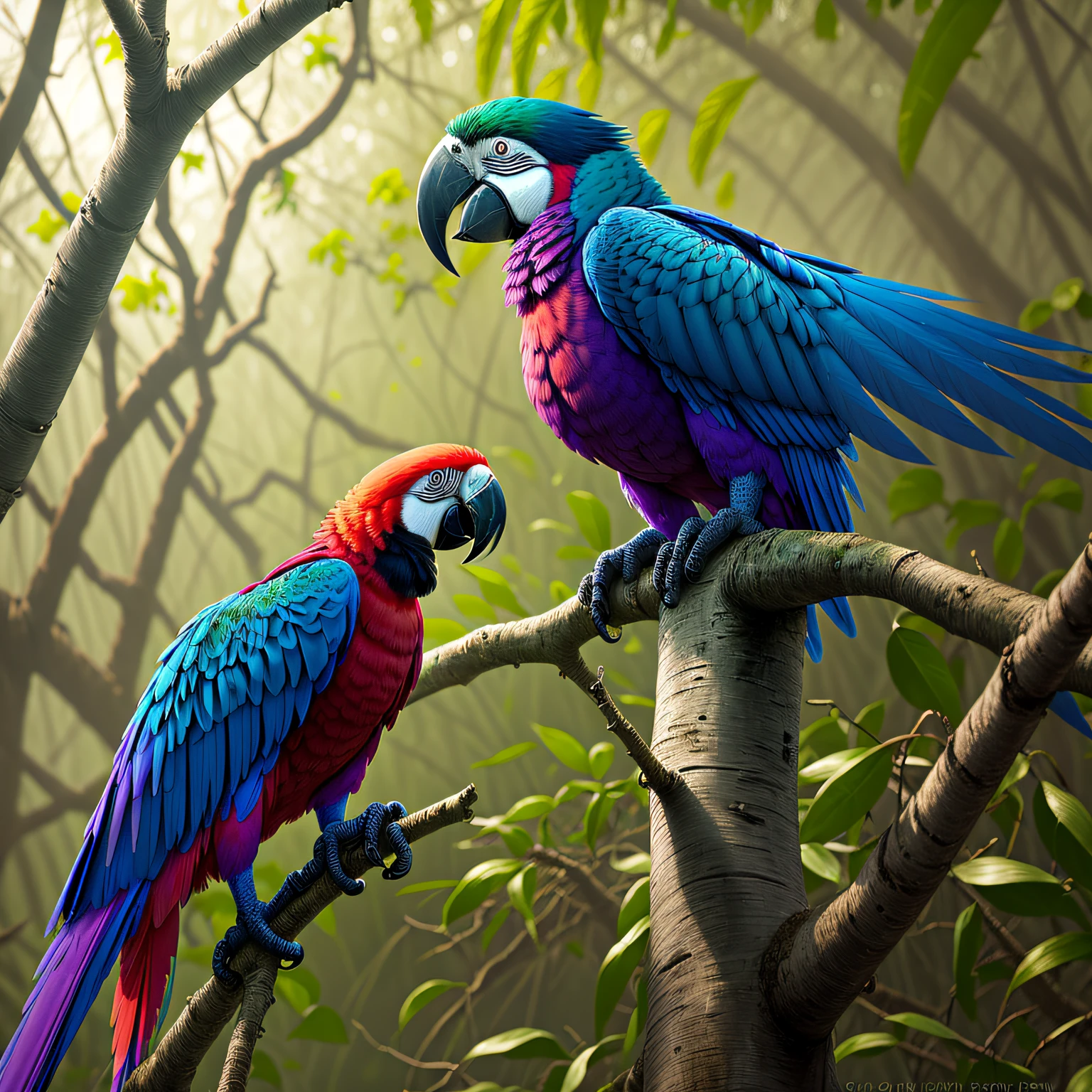 NFT 2 - "Melody of Nature" Description: This NFT portrays the blue macaw, with its vibrant feathers and graceful expression. The beauty of these birds and the melodious sound of their calls invite us to reflect on the significance of preserving tropical forests and their inhabitants. This colorful and lively artwork conveys the harmony that exists in nature and reminds us to care for this unique ecosystem. --auto