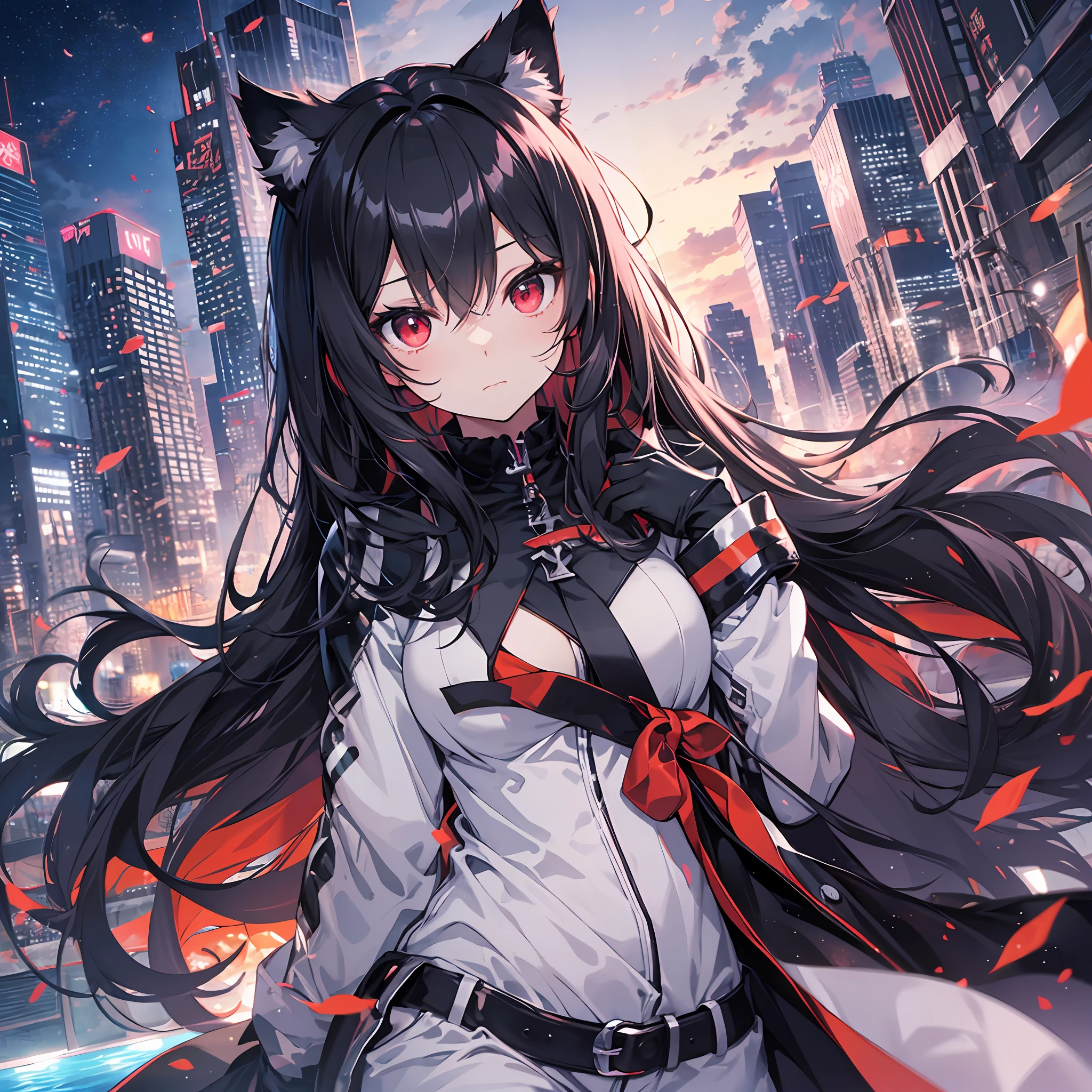 beste-Quality、8K))One woman Anime girl with long black hair and cat ears、tohsaka-rin、anime moe art style、Fate/Anime style like Stay Night、long hair anime girl、extremely cute anime girl face、nightcore、From the front line of girls、Portrait of a cute anime girl、Anime girl with cat ears、High quality anime art style、 beautiful anime woman Night mood Red eyes Night Pool swimsuiti