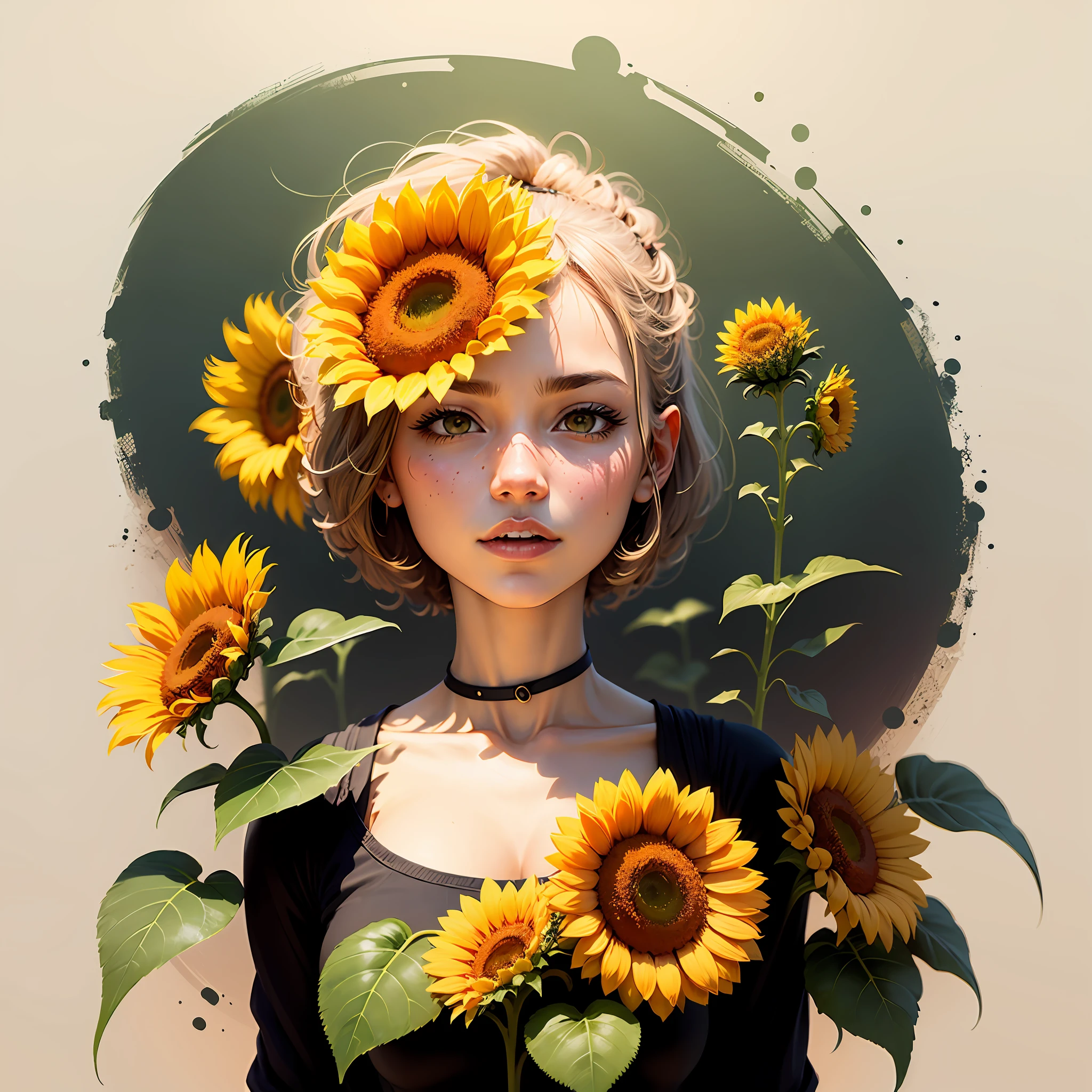 Sun flower, minimalist vector --auto