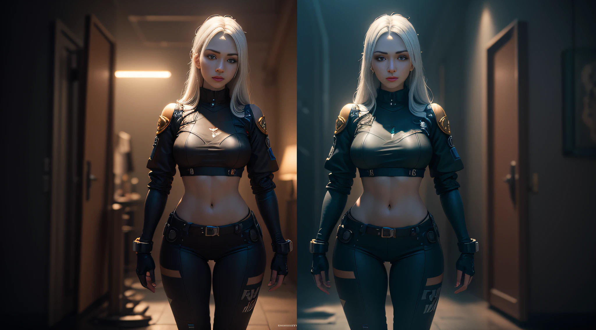 ((Best quality)), ((masterpiece)), (detailed:1.4), 3D, an image of a beautiful cyberpunk female,HDR (High Dynamic Range),Ray Tracing,NVIDIA RTX,Super-Resolution,Unreal 5,Subsurface scattering,PBR Texturing,Post-processing,Anisotropic Filtering,Depth-of-field,Maximum clarity and sharpness,Multi-layered textures,Albedo and Specular maps,Surface shading,Accurate simulation of light-material interaction,Perfect proportions,Octane Render,Two-tone lighting,Wide aperture,Low ISO,White balance,Rule of thirds,8K RAW, --auto