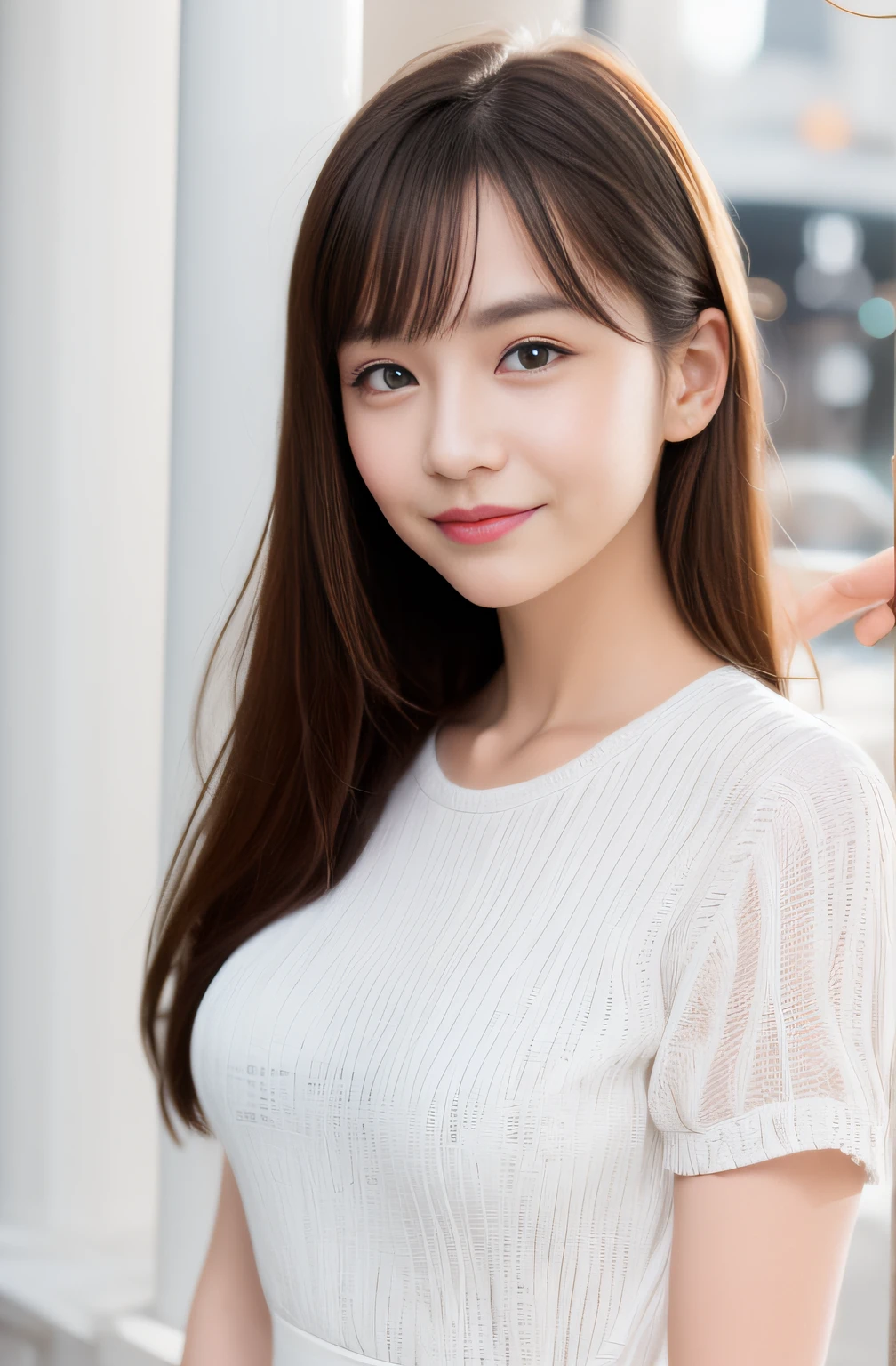 a smile、White clothes、