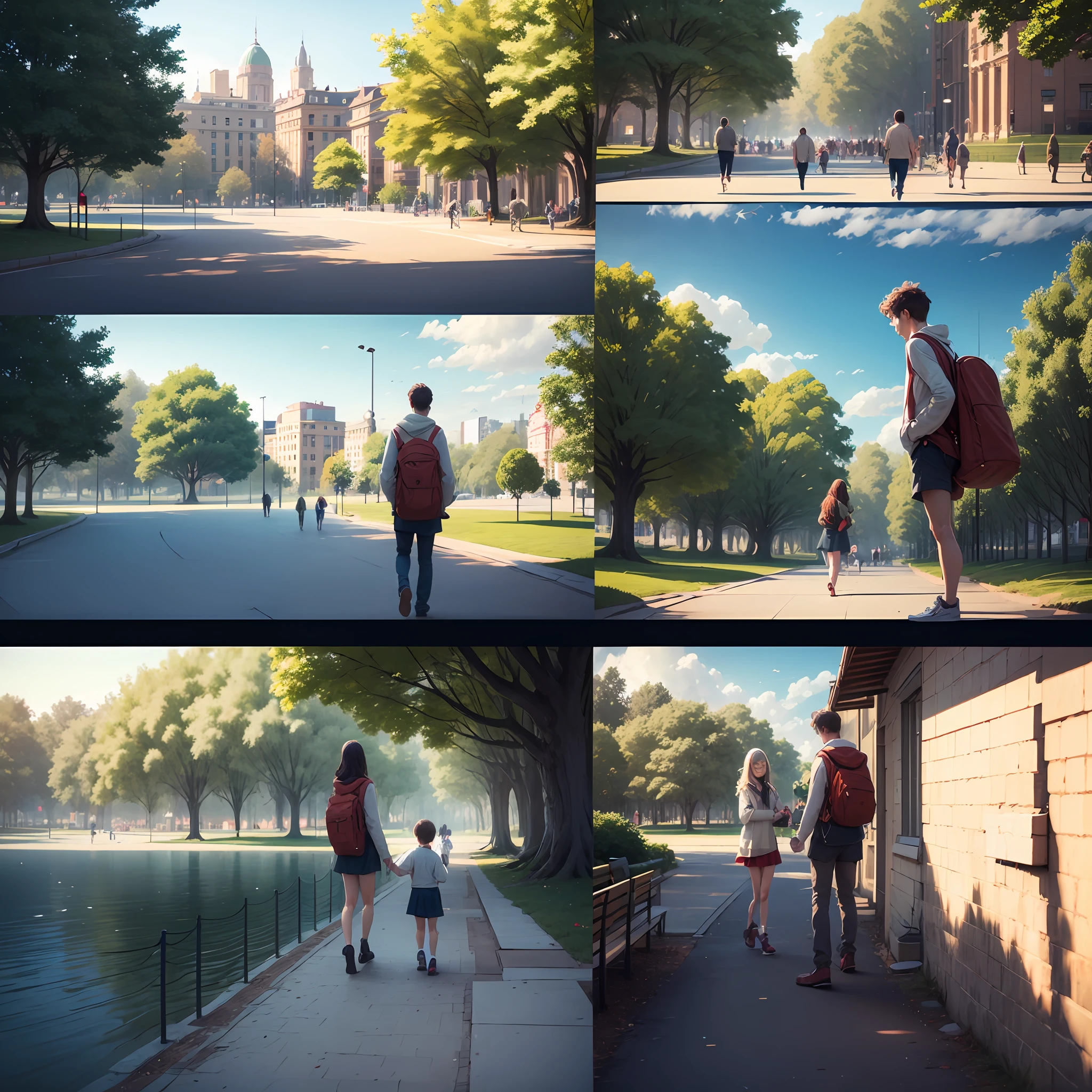 Storyboard,Continuous footage,A park,From summer to winter