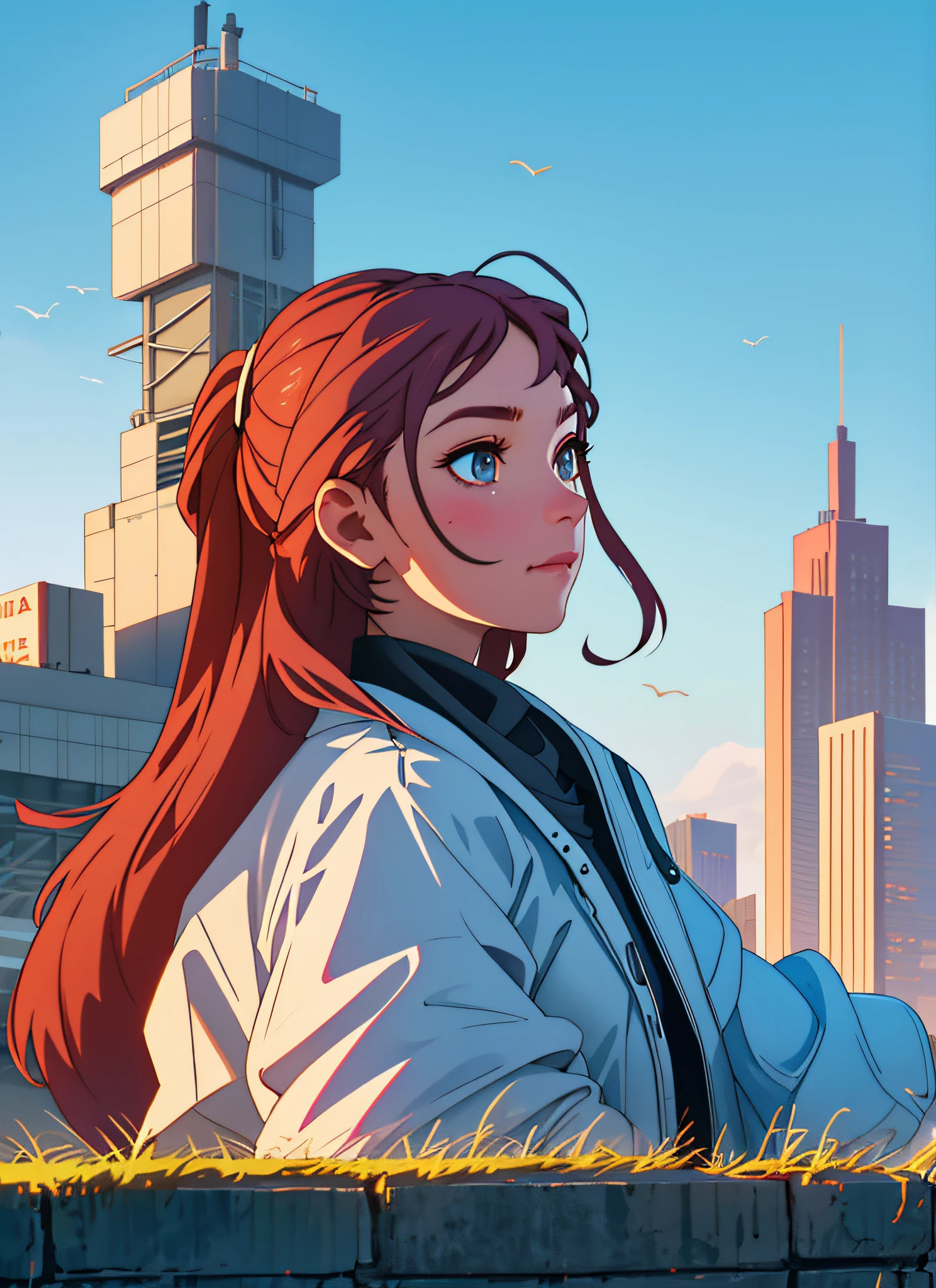 Dystopian, [sci-fi], High Detail RAW color Photo, Full Shot, rear angle, of (cute female arterial intelligence, wearing see-through white chemise), outdoors, standing, on overlook, looking out at sprawling cyberpunk city skyline), toned physique, large ass, (pale skin), perfect face, seductive look, (cybernetic implants:1.2), (augmentations), (cyborg:1.1), (detailed skin, diffused skin pores), silicone, metal, (highly detailed, fine details, intricate), (lens flare:0.5), (bloom:0.5), smog, dust, (badlands:0.8), (observitory:0.7), raytracing, specular lighting, shallow depth of field, photographed on a Sony Alpha 1, EF 85mm lens, f/2.8, hard focus, smooth, cinematic film still, [Cyberpunk:Orwelian:12]