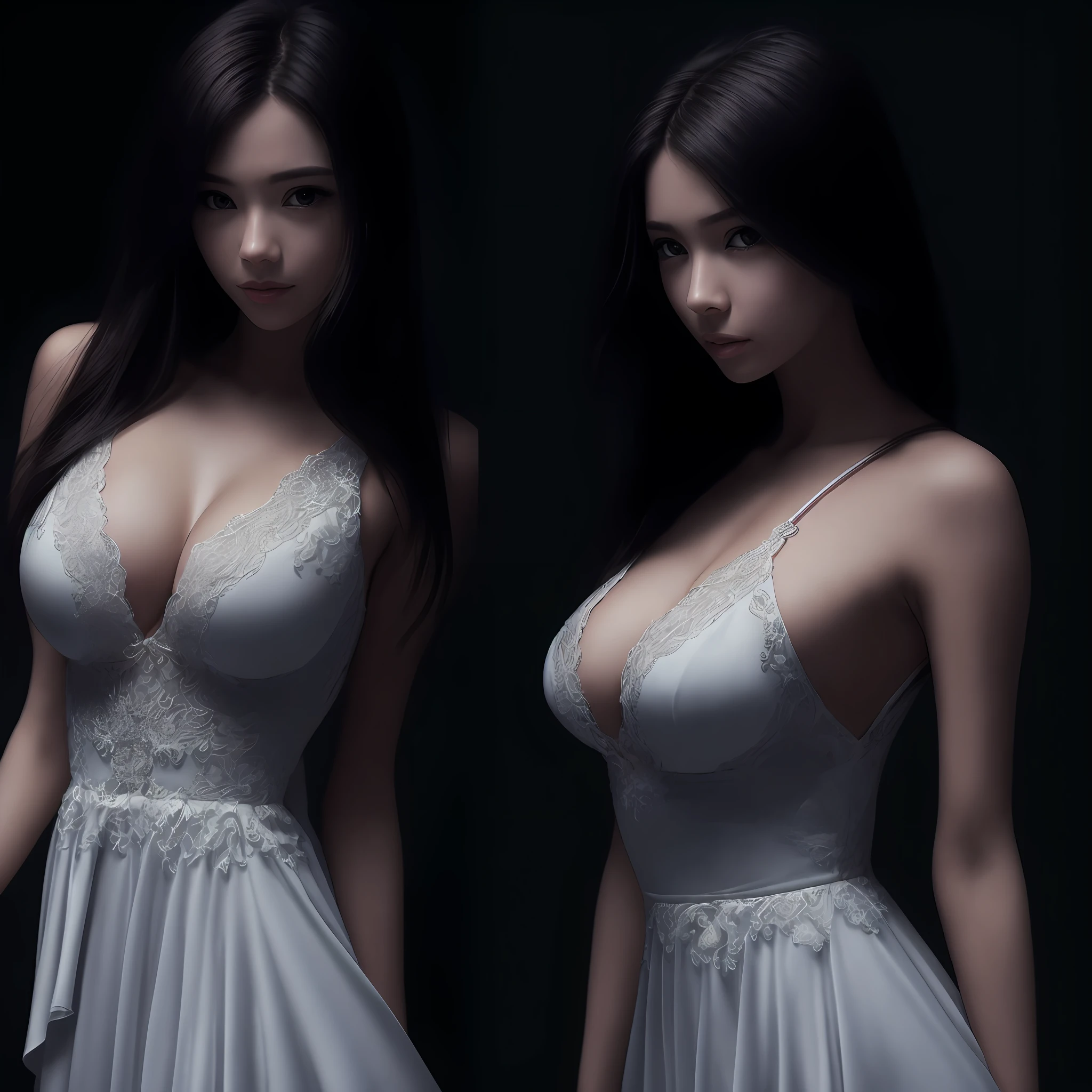 Best quality、8k、A masterpice: 1.3))、sharp: 1.2、Perfect body beauty: 1.4、Slender abs: 1.2、((layered hairstyles、large tits: 1.2))、(Bandeu dress white: 1.1 )、Street: 1.2、Highly detailed face 1girl,Sweet girl, natural, elegent, a Pretty,(Perfect big eyes:1.2)、Black long hair、Perfect nose、specifics、a Pretty、RAW、16k、(A masterpice:1.5)、Best quality、and intricate detailing、ultra-high-resolution、Heavily detailed、Dynamic lighting、Heavily detailed、(photoreallistic:1.5)、sharp、depth of ﬁeld、、detailed eye、双眼皮、long brown hair、Thin dress、Hands behind、cleavage of the breast。 --auto