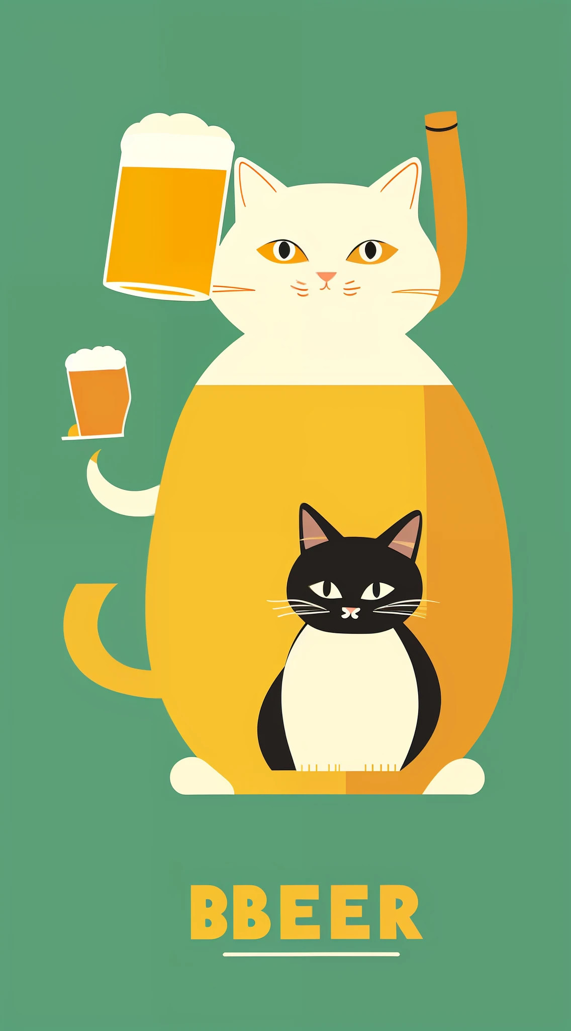 Illustration of a beer drinker fat flat cat in a flat design