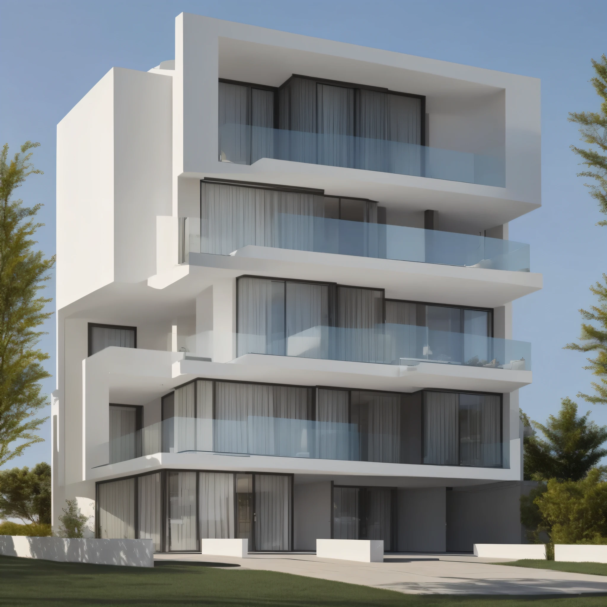 Facade, house two floors, detailed volumetry