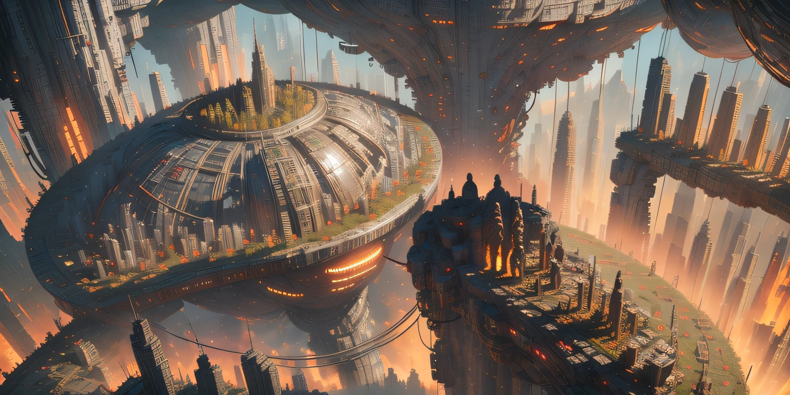 DBfantasyart, 8K resolution, sharp, abandoned shipyard, fleet of ships, overgrowth, ocean metropolis, beautiful sky, megacity, tree roots