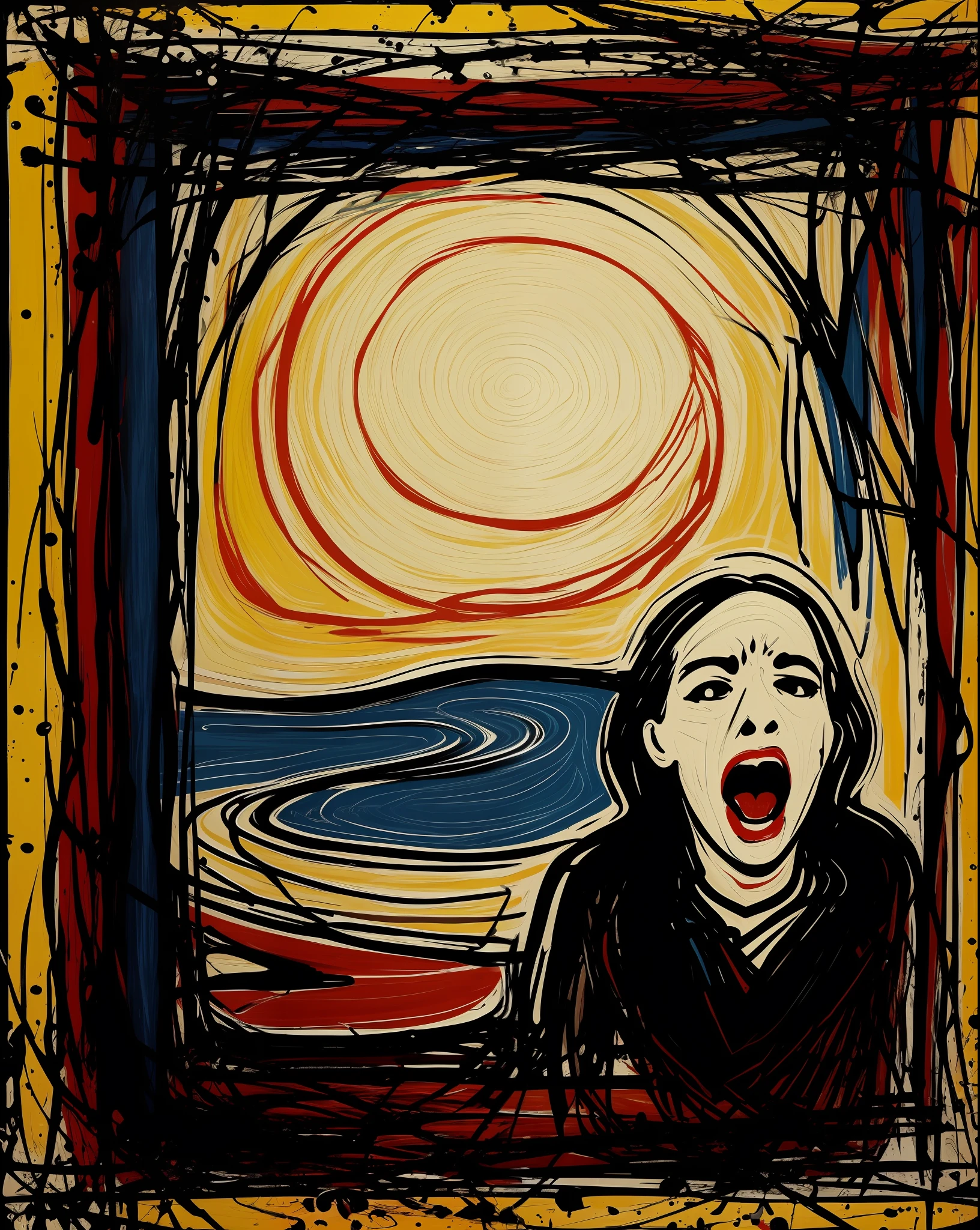The Scream, in the style of Jackson Pollock