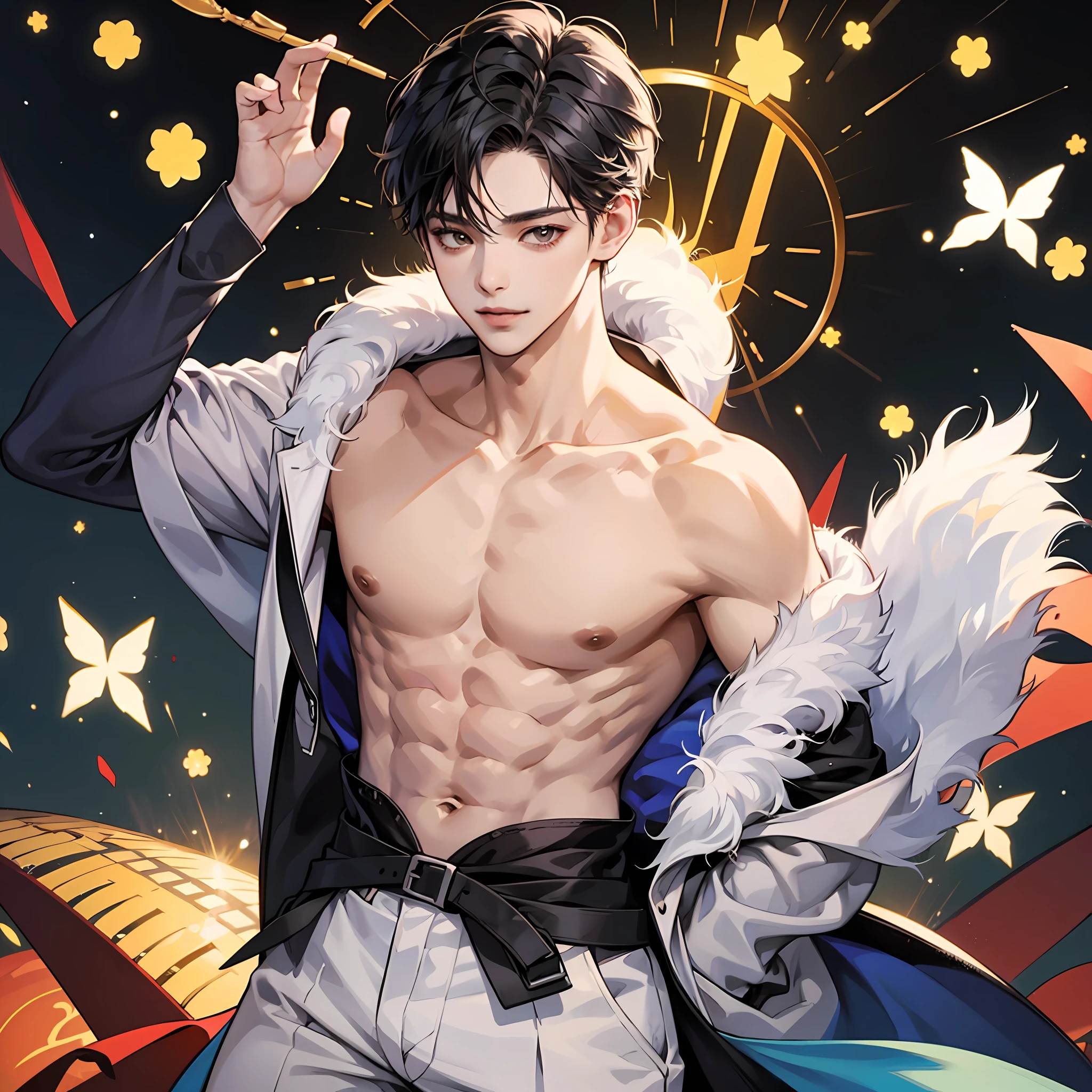 Cha Eun Woo似、1 boy、16k.super highly detailed、Realstic.Best quality、a smile、Split abs、Top resolution --auto