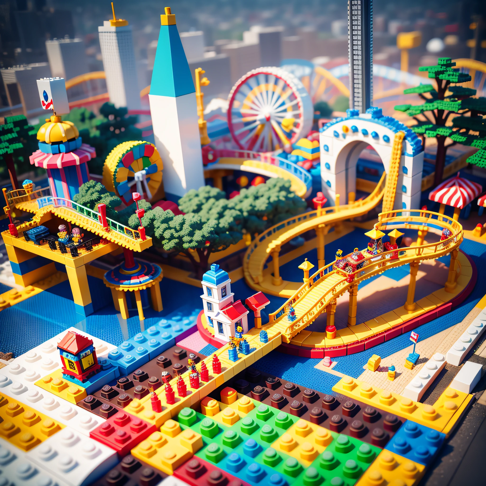 Lego style, amusement park scene, rich color matching, blind box style, toy model, voxel, very detailed, super high resolution, 8K UHD --auto --v 6 --s2