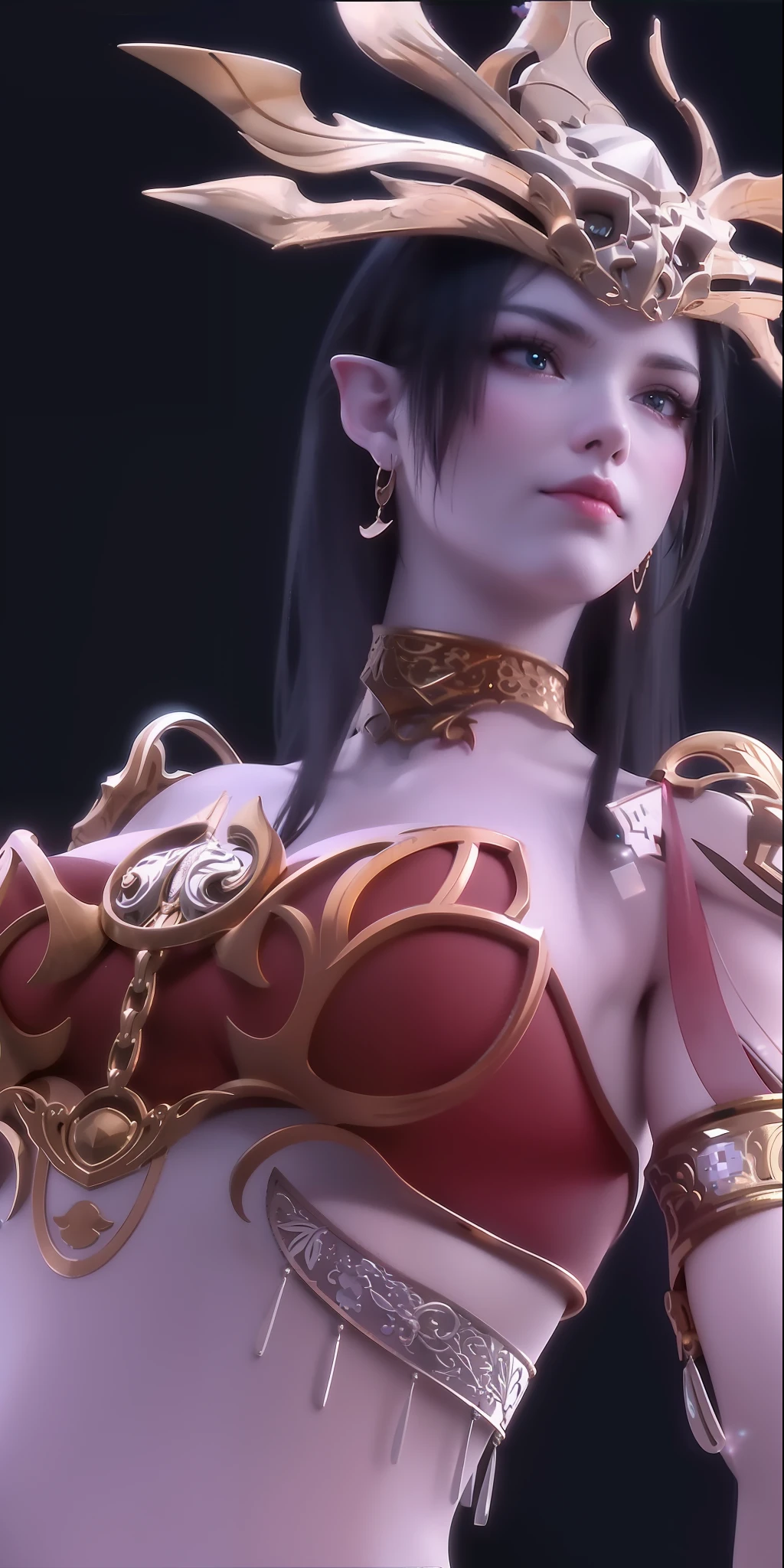 intricate ornate anime cgi style, 4 K detail fantasy, 2. 5 D CGI anime fantasy artwork, ((Empress of the Broken Sky)), beautiful and elegant elf queen, hyper-detailed fantasy character, Empress Medusa, extremely detailed goddess shot, 4K detail fantasy