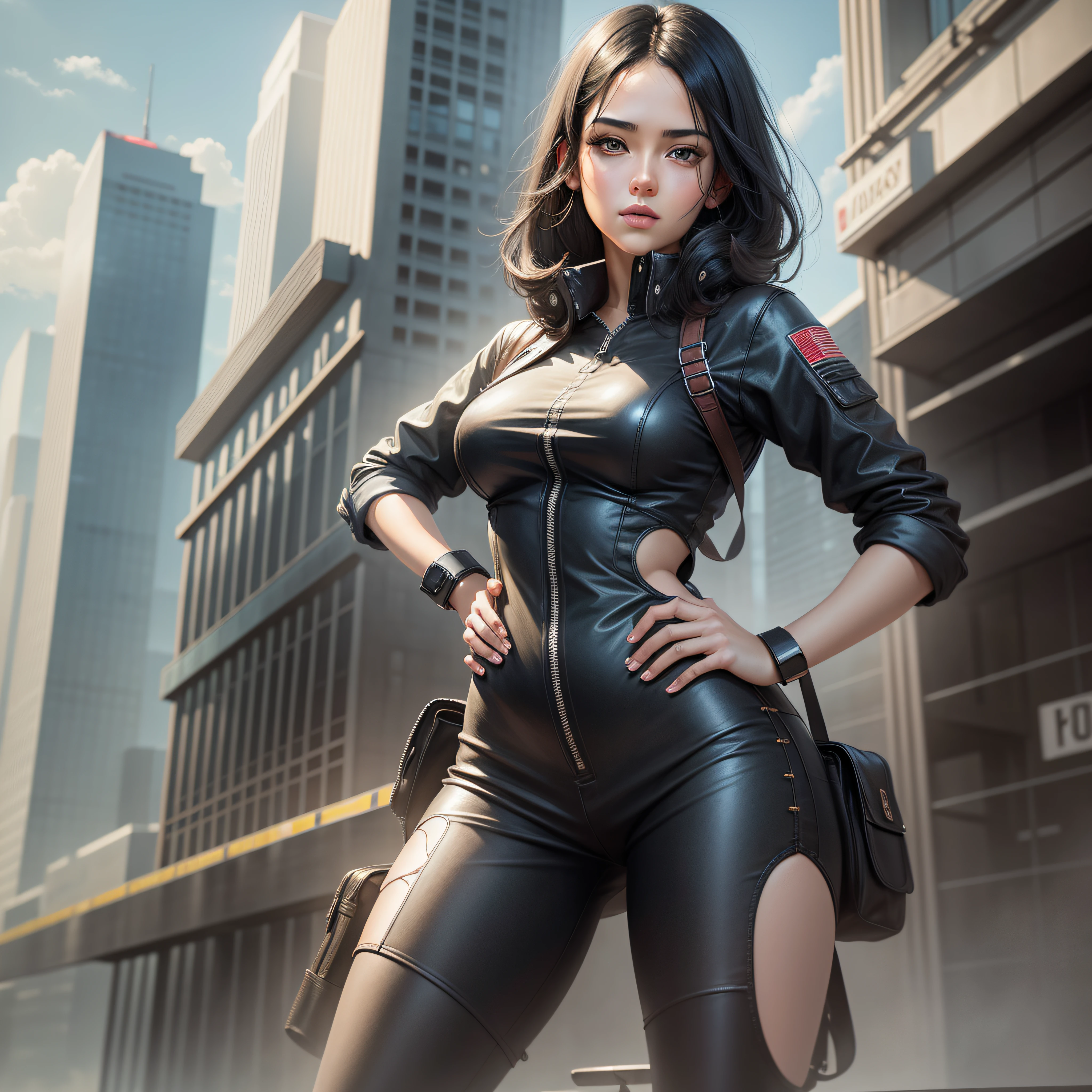 （in 8K、Raw photography、品质最佳、巨作：1.2）、（Realistic、photorealestic：1.37）、Professional Writing、photon maping、Physically Based Rendering、short-cut、Gray eye、Night、Neon light、looking the viewer、8K high resolution、Realistic background、Clear background、a whole body、mechanic、Combat uniform、a Pretty、a beautifulchi girl、A sexy --auto