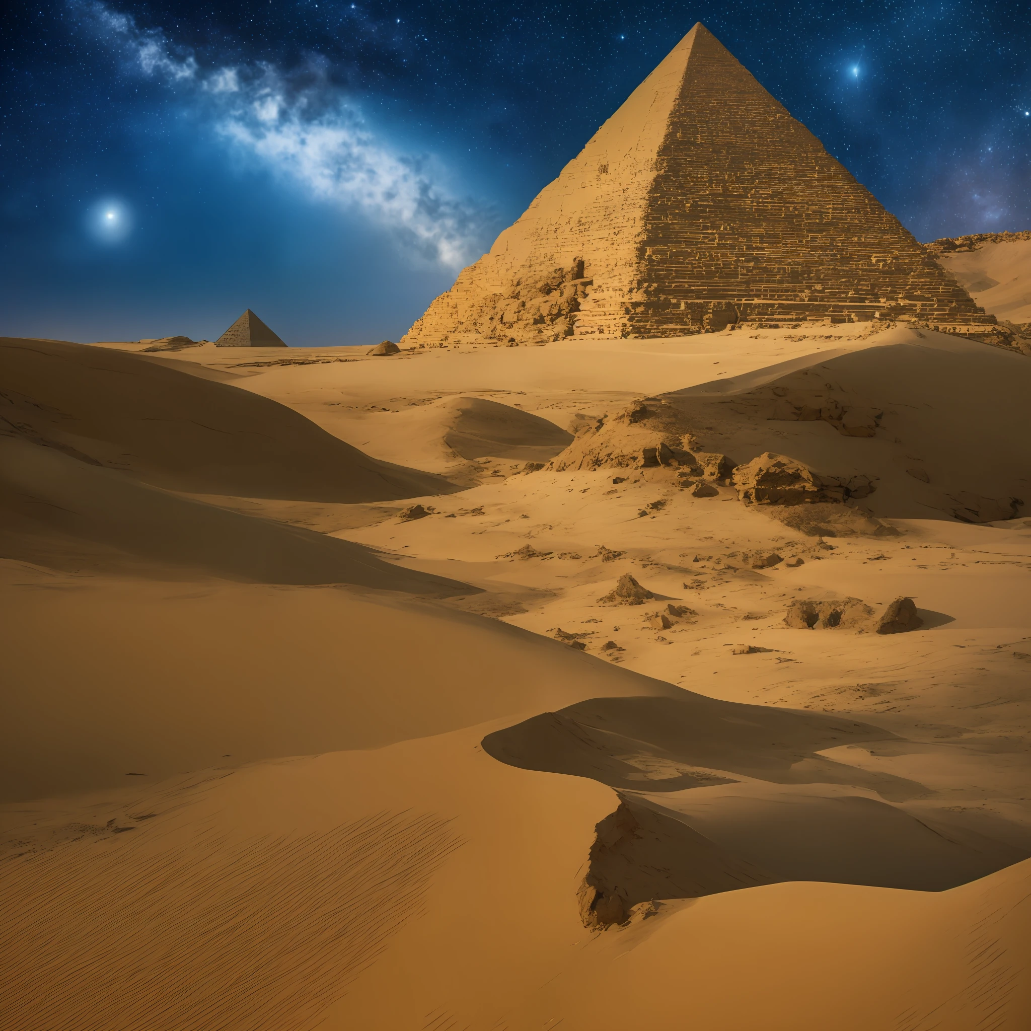 Best Image Quality Best Masterpiece Best Quality Pyramids Under Construction Sphinx Desert Night Starry Sky 16K 8K --auto