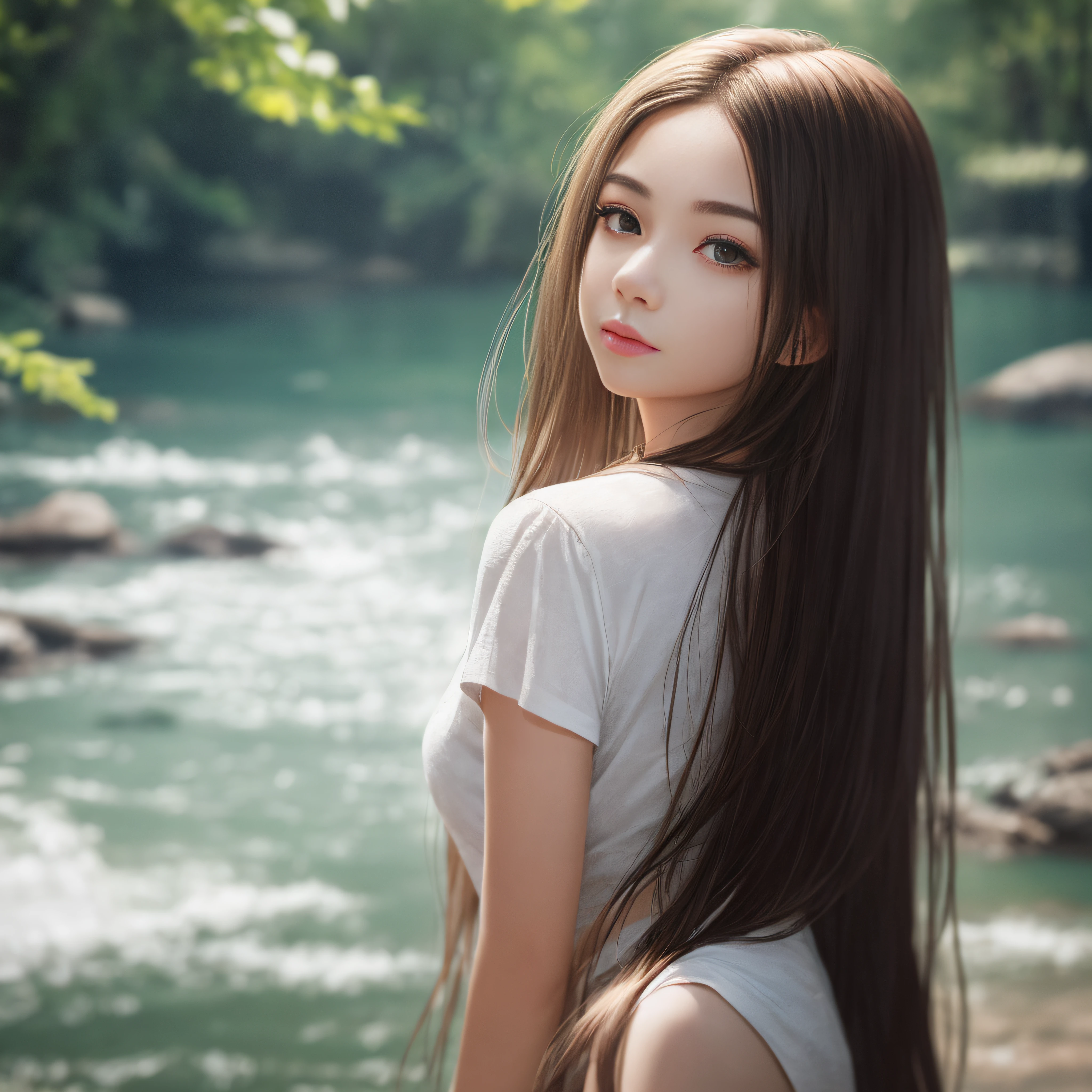 photograph、Natural lighting、photo realism、Cinematic Rendering、raytraced、best qualitiy、Highest detail、Cinematic、Blur effect、Long Exposure、8K、Ulutra HD、Natural lighting、Cinema tick writing、seas、A beautiful young girl、looking the viewer --auto