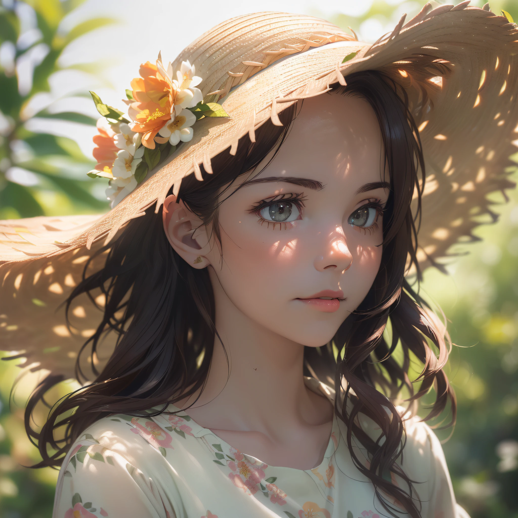 (extreme close up:1.5), (face focus:2),(Style of ???? ???:1.5),
((side face:2)),(1girl surrounded by soft_light:1.5), (backlighting:1.8), (lighting),(flowing fabric:1.3), ((Floral_summer_dress:1.5),(Straw_hat:1.3)),
(masterpiece), realistic, HDR, highly detailed, 8k, raw photo,
ambient occlusion, natural, harmonious composition, warm tones, fine art photography,