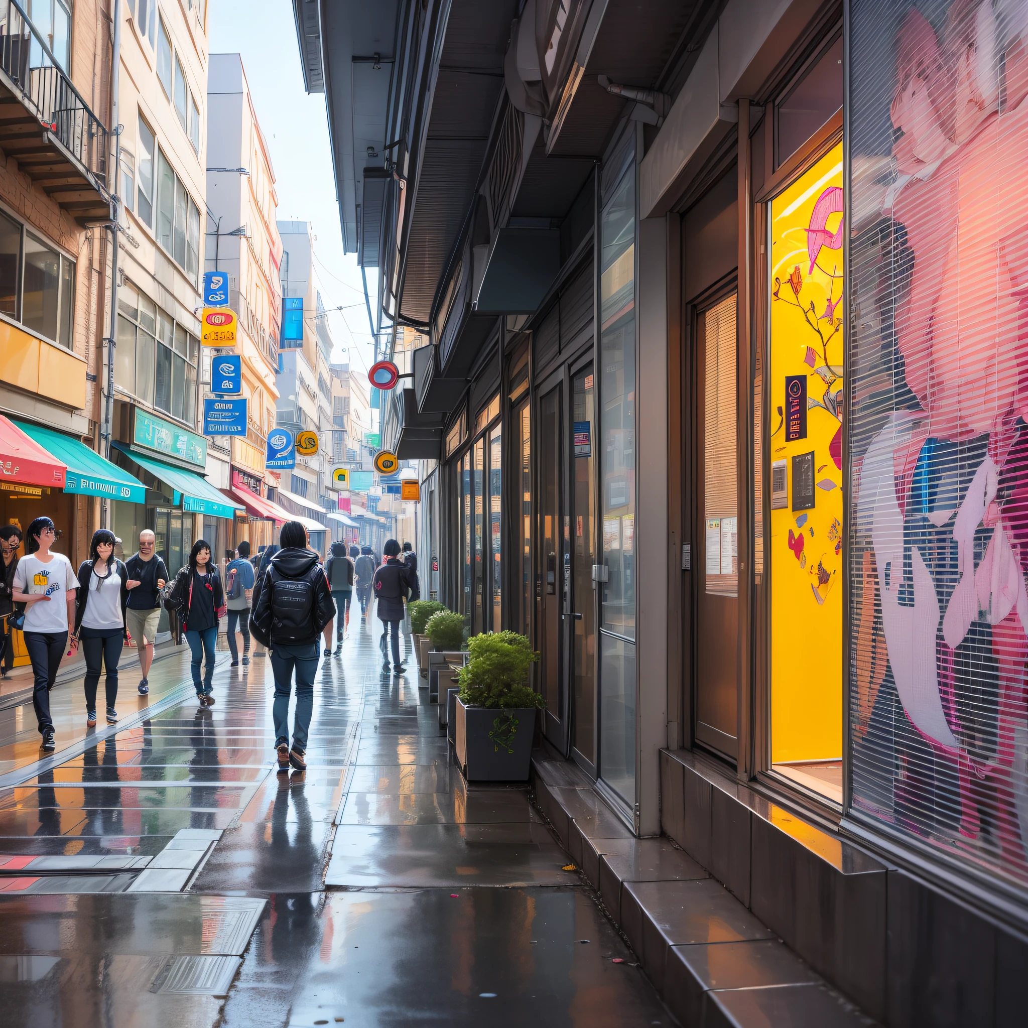 「Street artists decorate the walls with art、Create an image that you are transforming。Highlight the diversity and creativity present in street culture。」