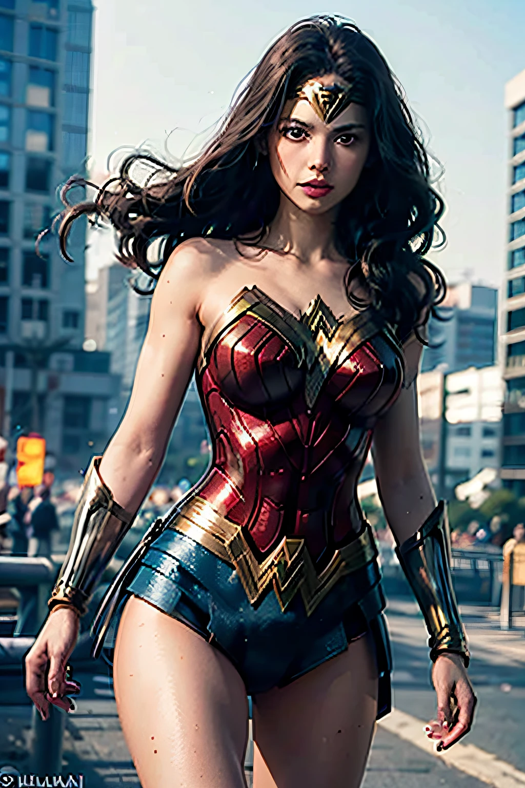 vestindo wonder_woman, in front of a sky, portando uma espada dourada, 
good hand, 4k, high-res, obra-prima, melhor qualidade, headp: 1.3, ((fotografia Hasselblad)), pele finamente detalhada, Crisp Focus, (cinematic lighting), noite, soft lighting, Dynamic Angle, [:(rosto detalhado: 1.2): 0.2], medium breasts, fora,