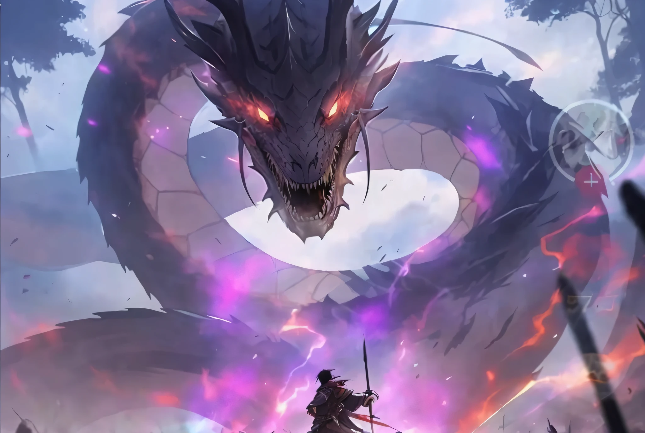 Anime, Dragon, fantasy, Art, Sword, warriors, Sword, Sword, Sword, Sword, Sword, Sword, Sword, Sword, Sword, Sword,, Dragon in the background, colossal dragon in background, battle with dragon, colossal dragon as background, Epic fantasy art style, epic dragon, ryujin, Epic fantasy art style HD