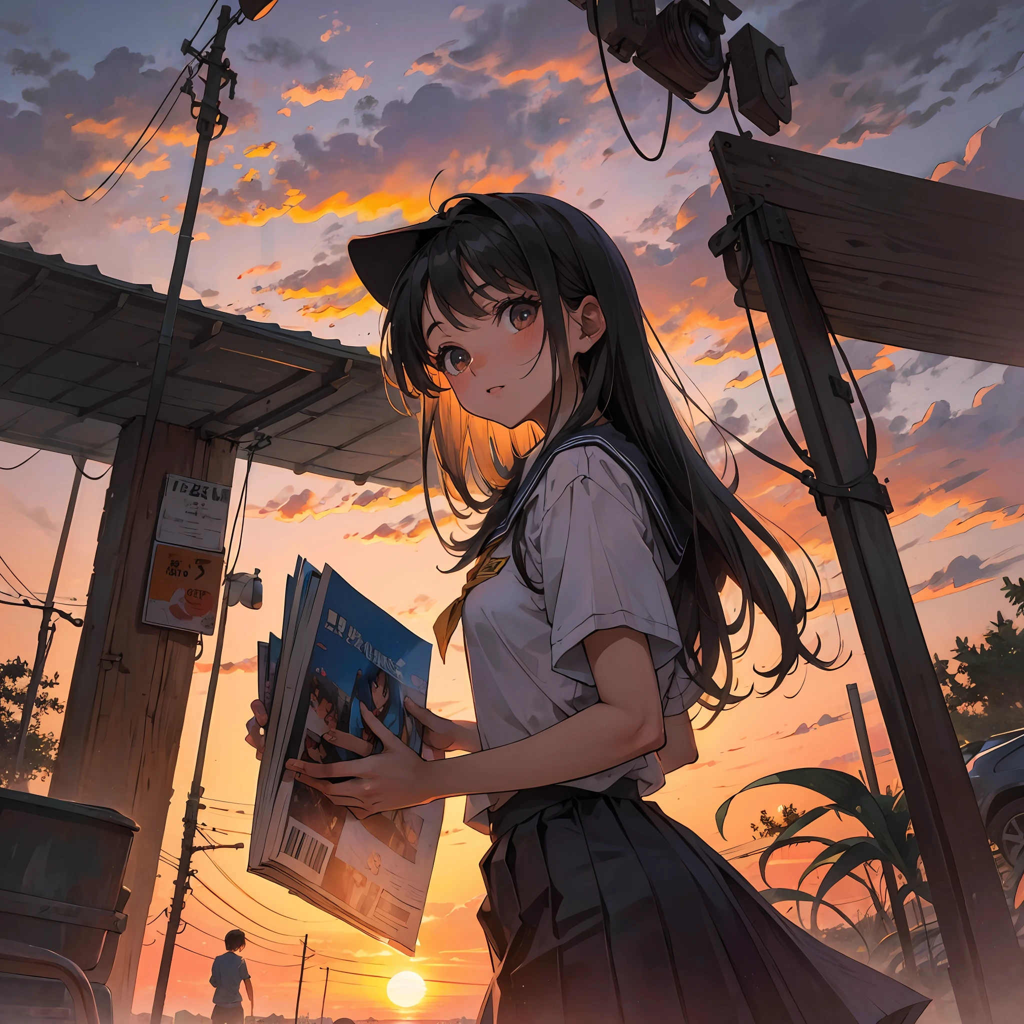 young teenager,the setting sun,School with crush girl --auto